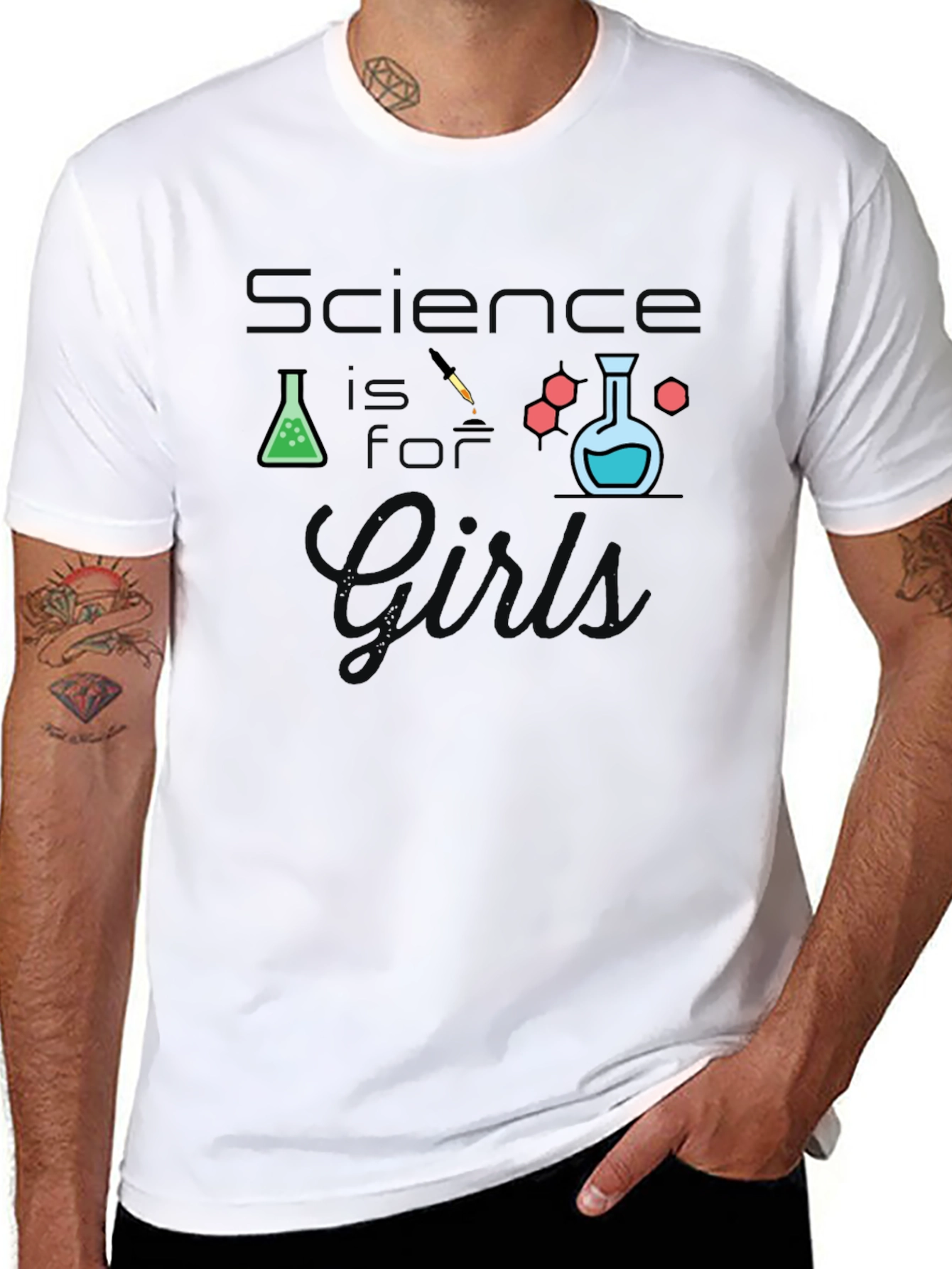 Science is For Girls Black T-Shirt