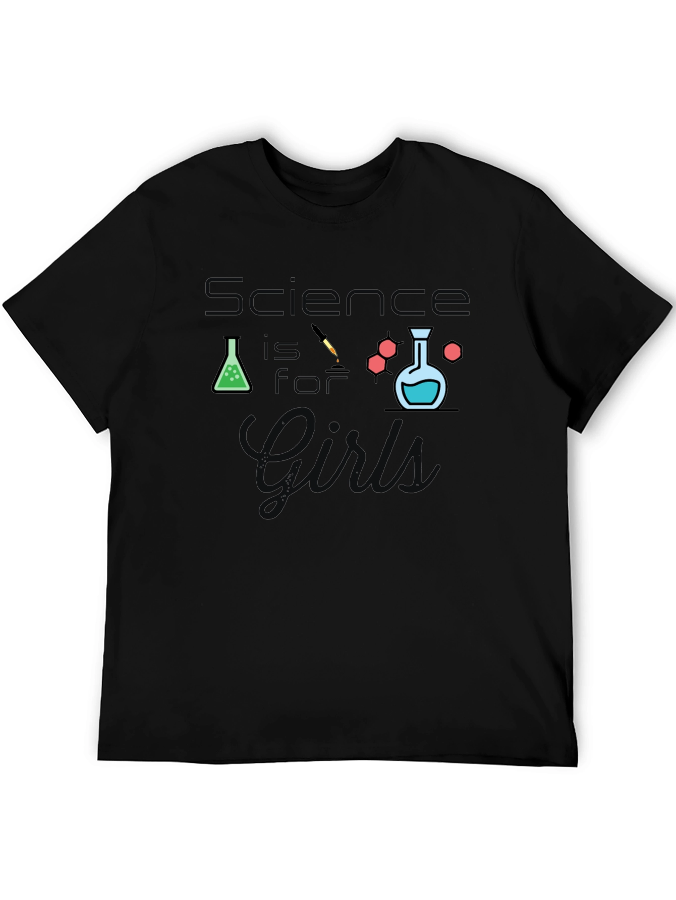 Science is For Girls Black T-Shirt