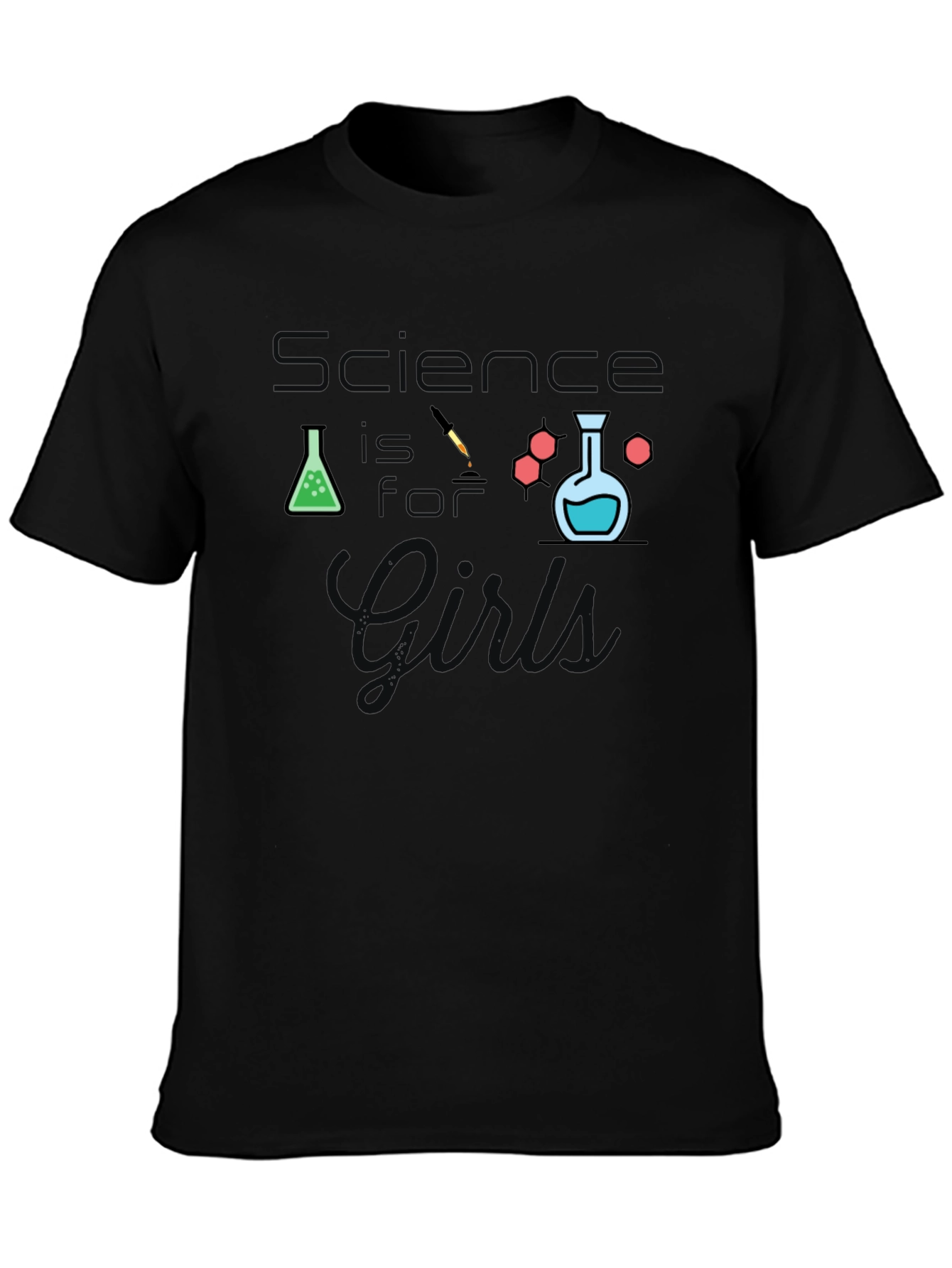 Science is For Girls Black T-Shirt
