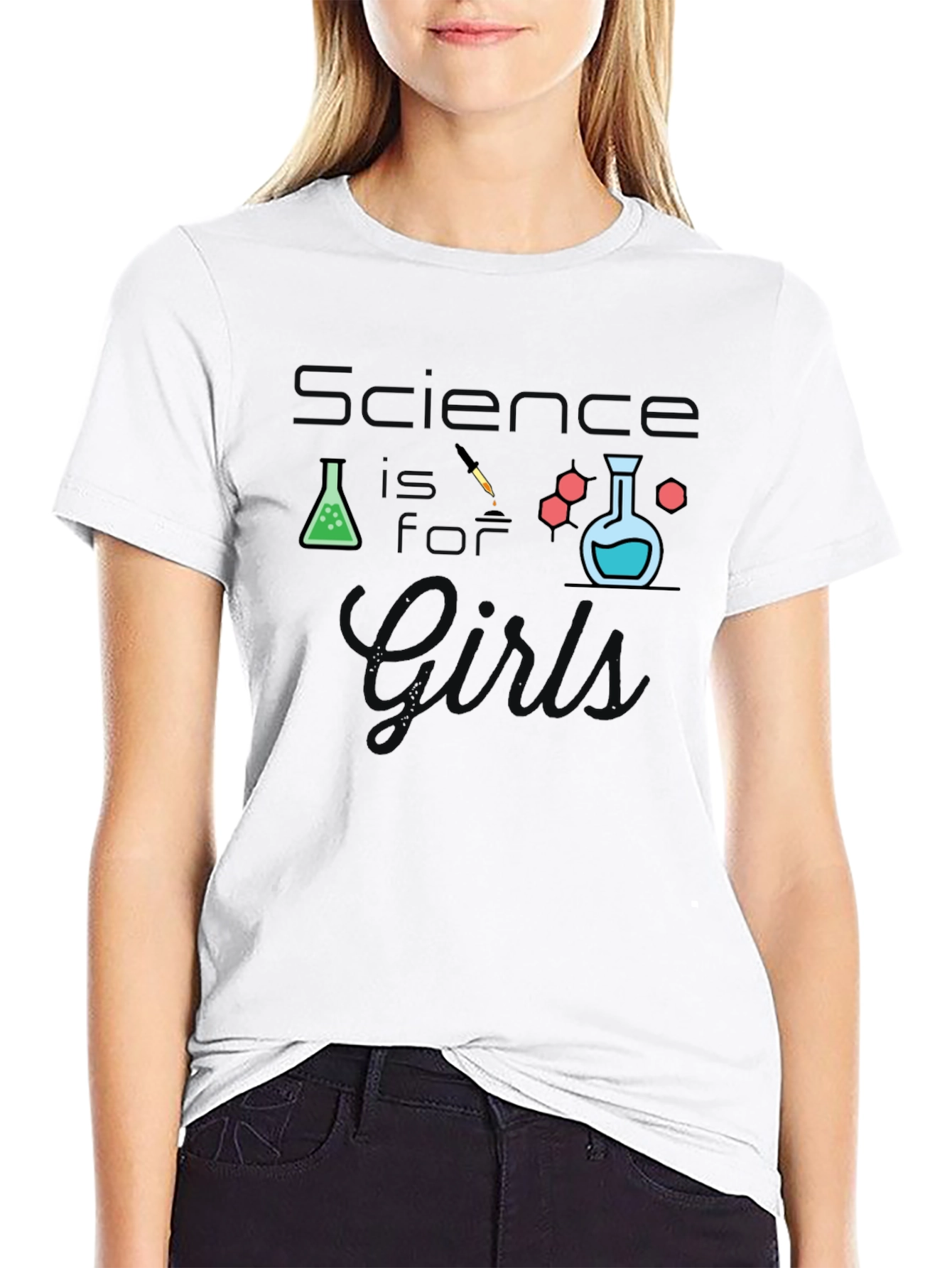 Science is For Girls Black T-Shirt