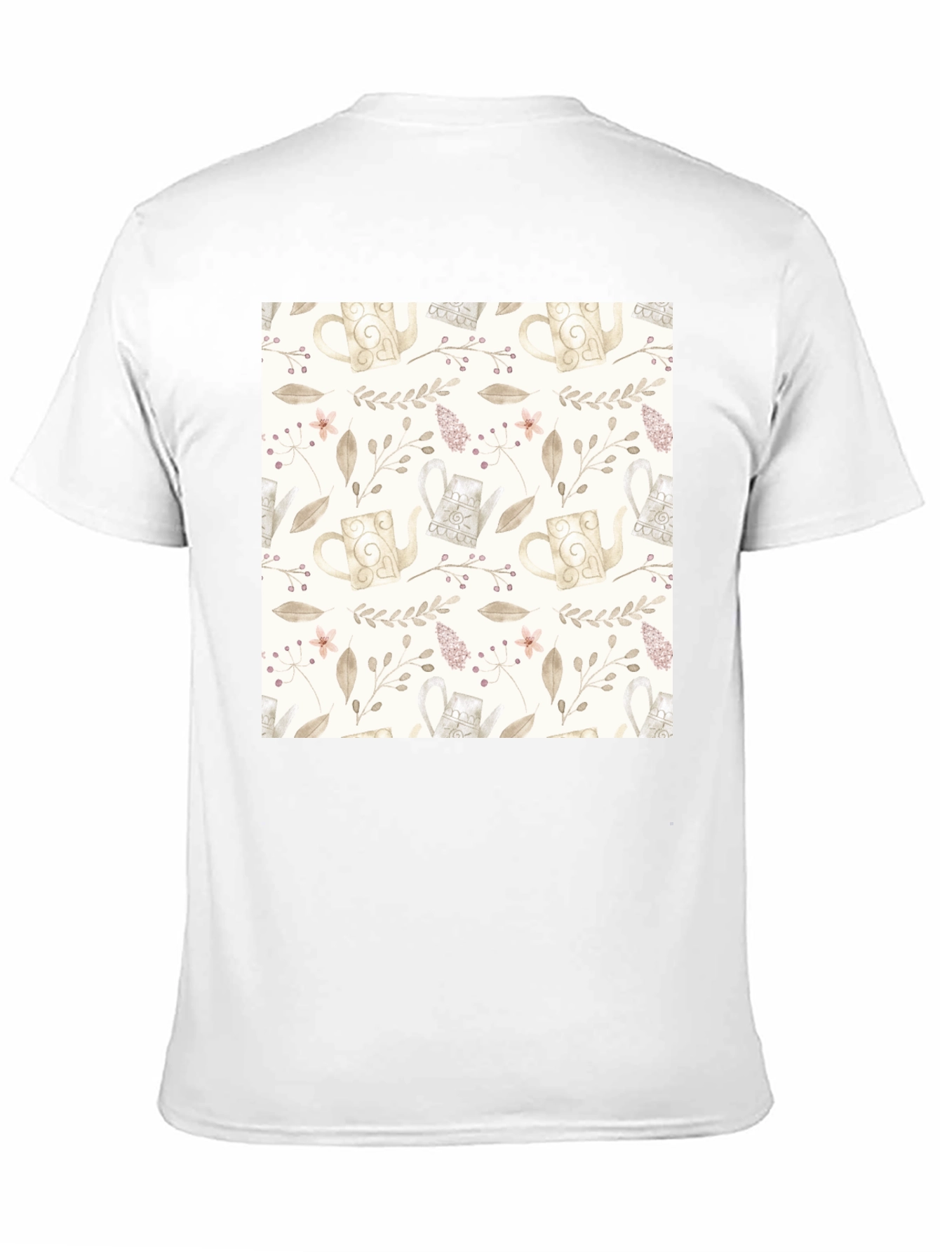 Elegant Floral Teapot Pattern Black T-Shirt
