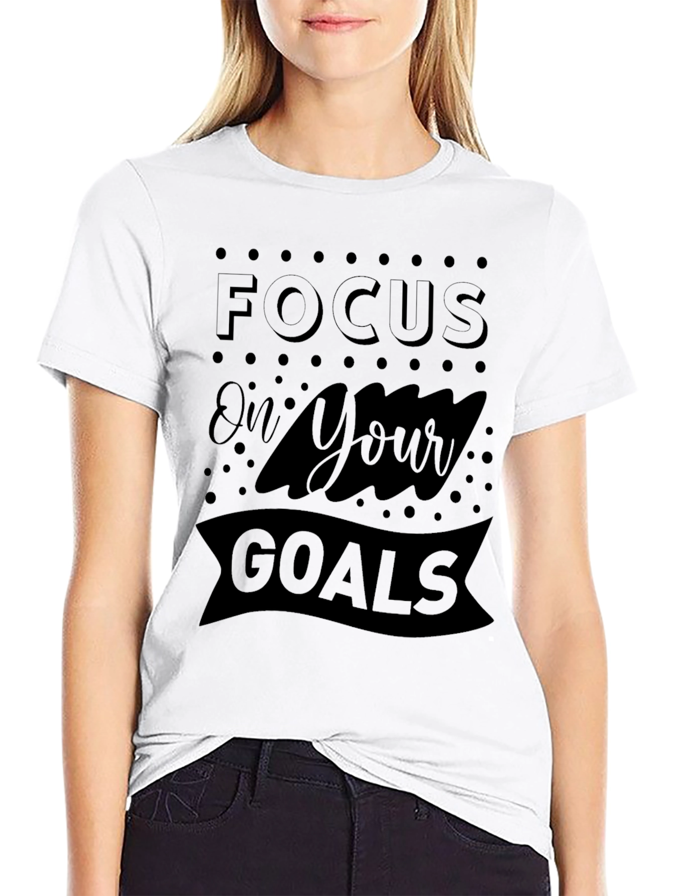 Focus on Your Goals Graphic Print Mens Black T-Shirt