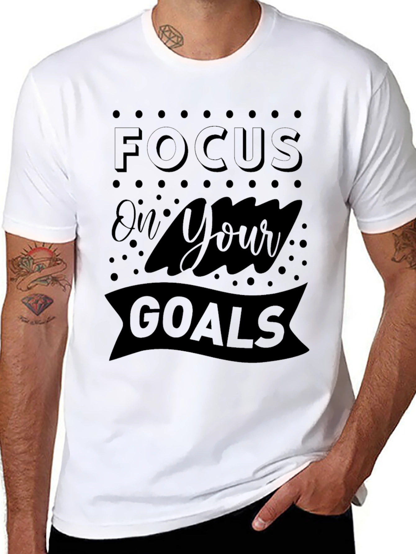 Focus on Your Goals Graphic Print Mens Black T-Shirt