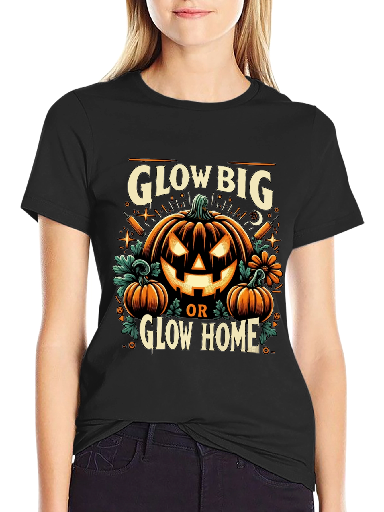 Glow Big or Glow Home Halloween T-Shirt