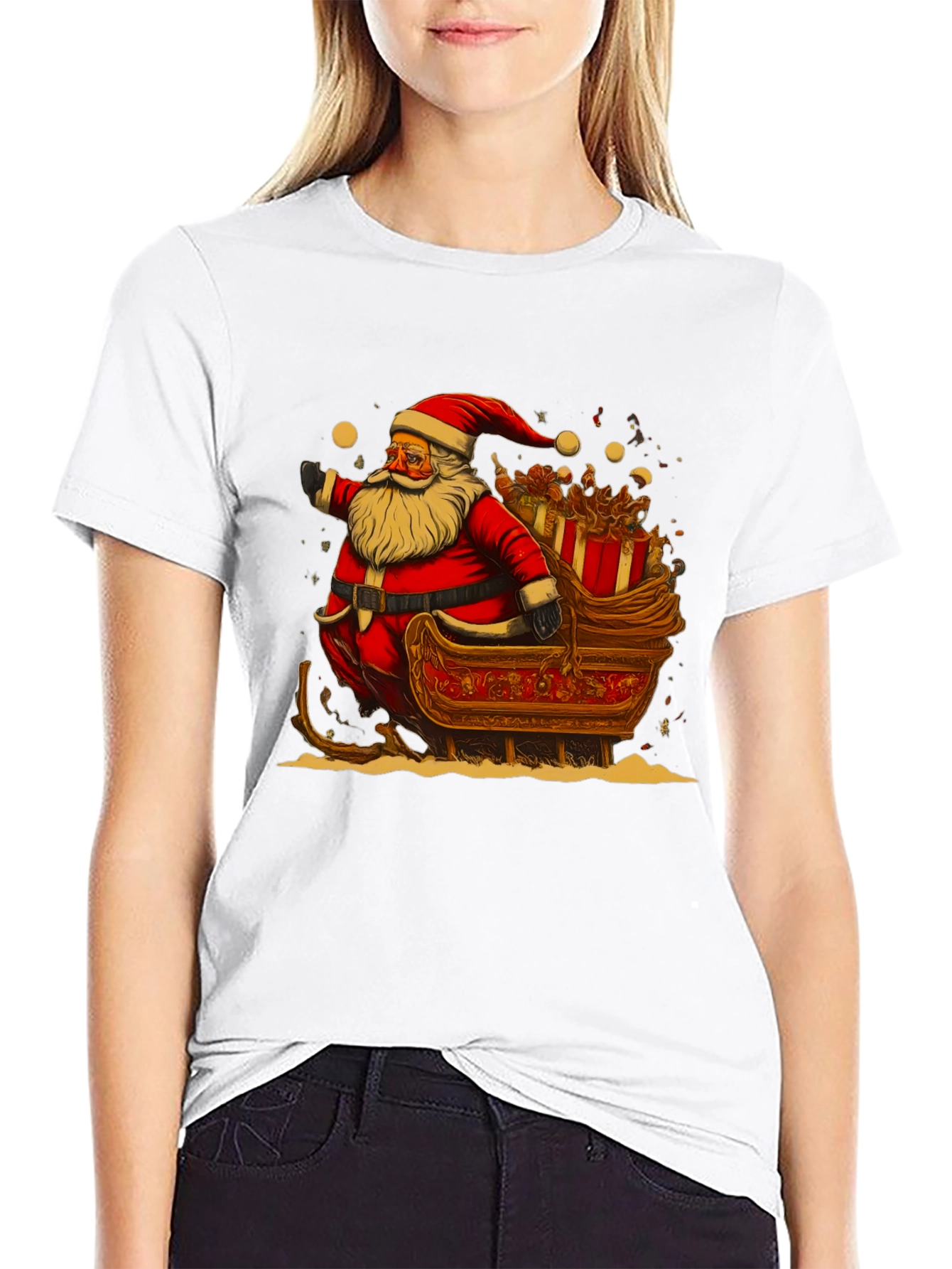 Santa Sleigh Graphic Tee - Holiday Cheer