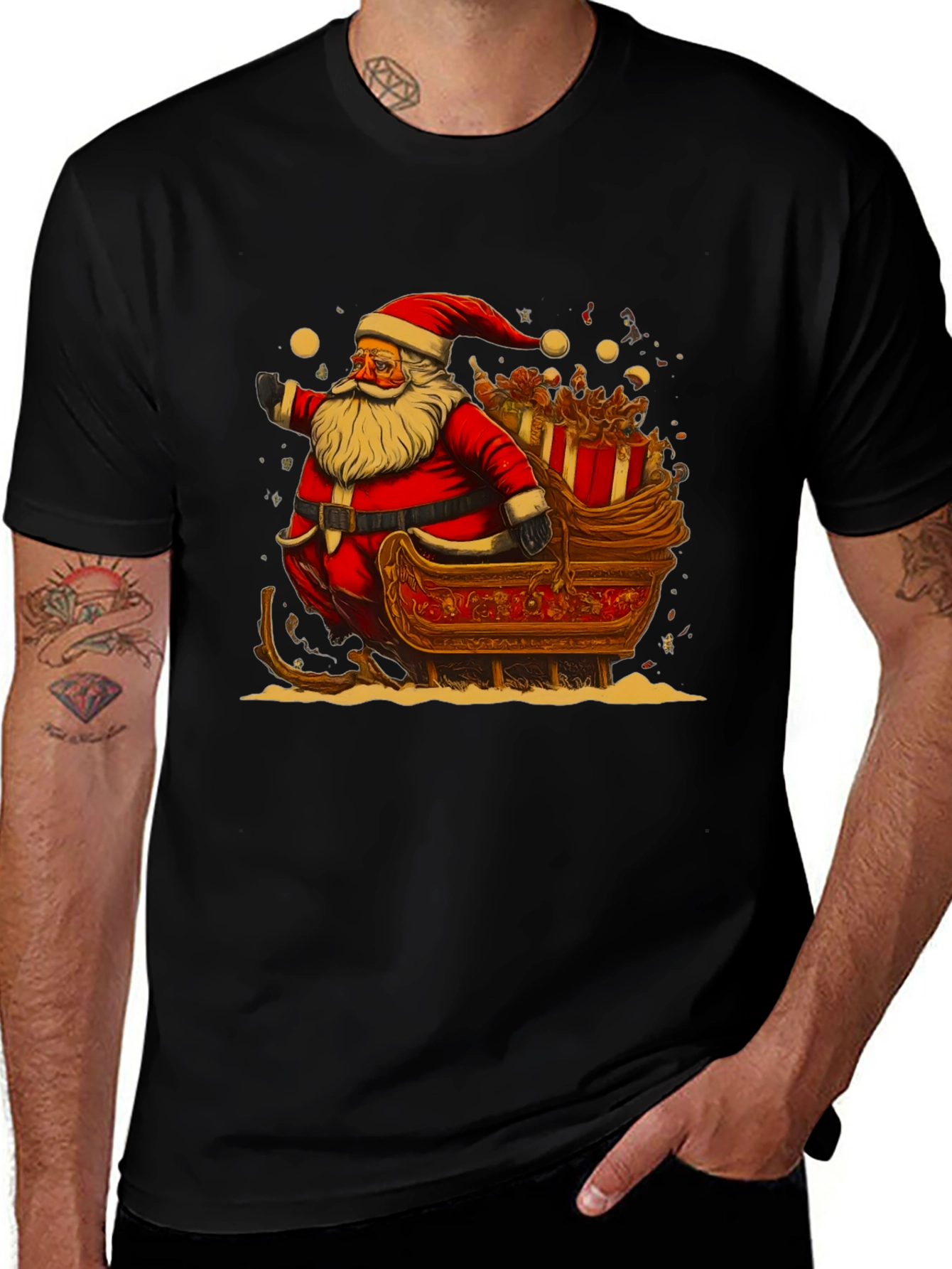 Santa Sleigh Graphic Tee - Holiday Cheer