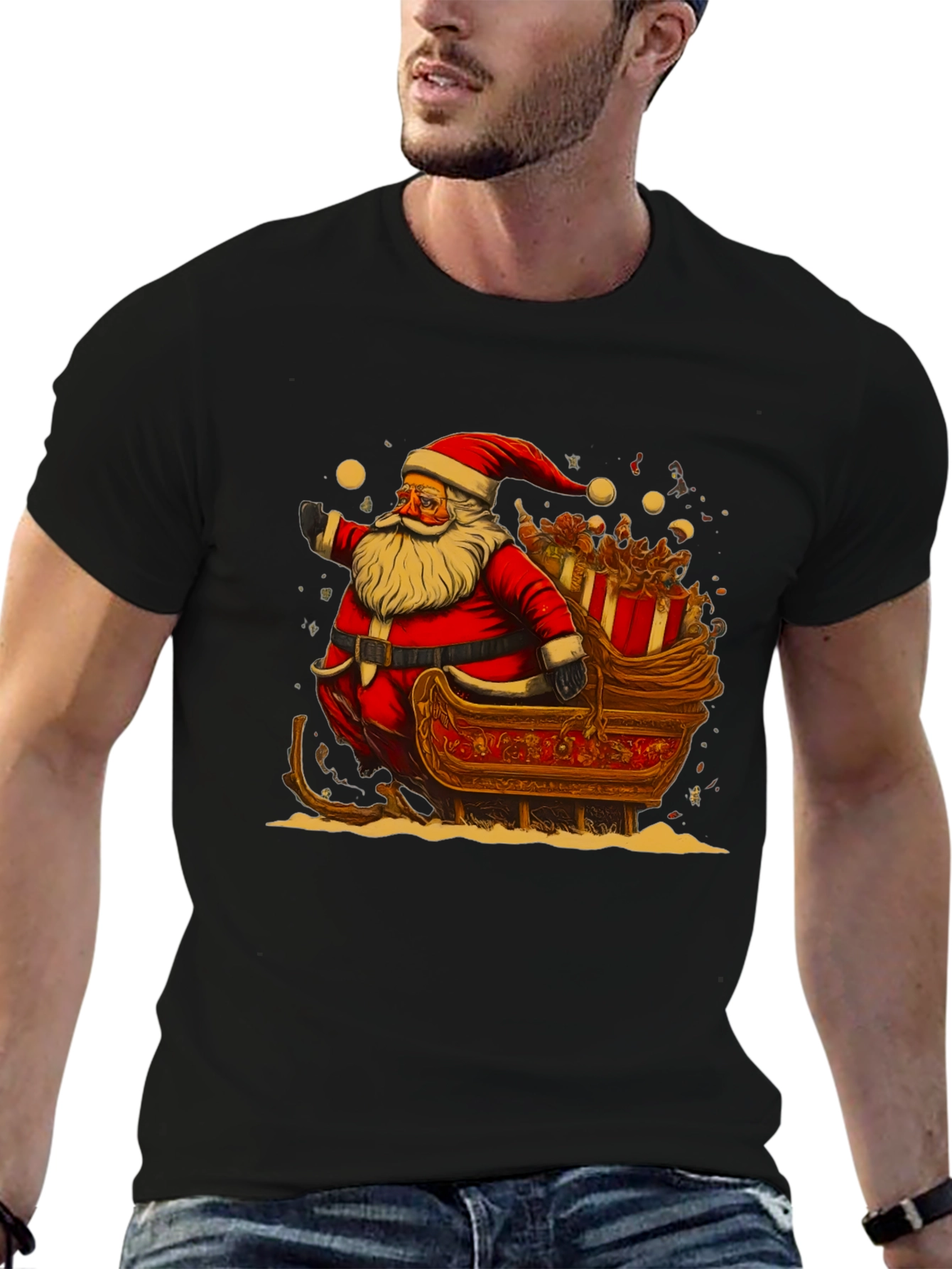 Santa Sleigh Graphic Tee - Holiday Cheer