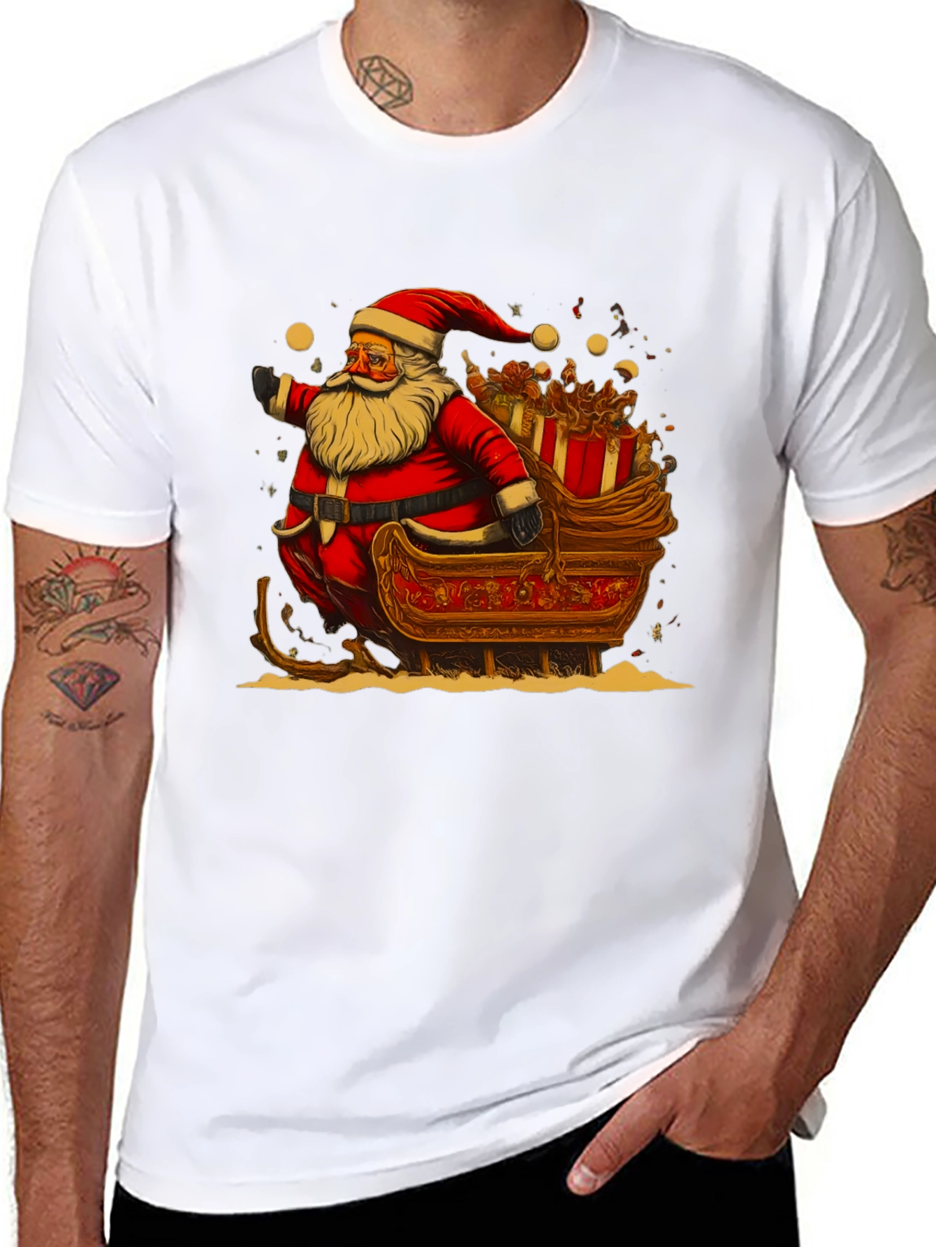 Santa Sleigh Graphic Tee - Holiday Cheer