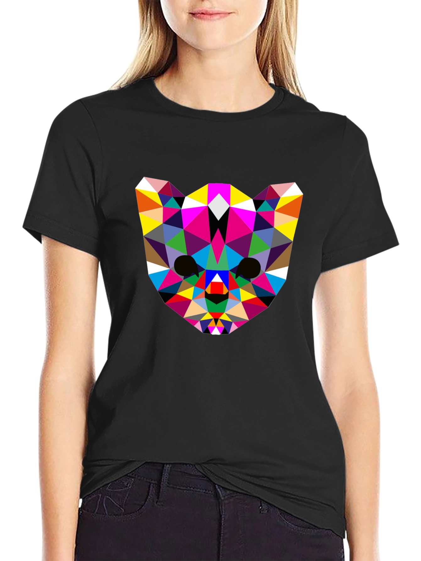 Geometric Animal Face Tee - Modern Art Design