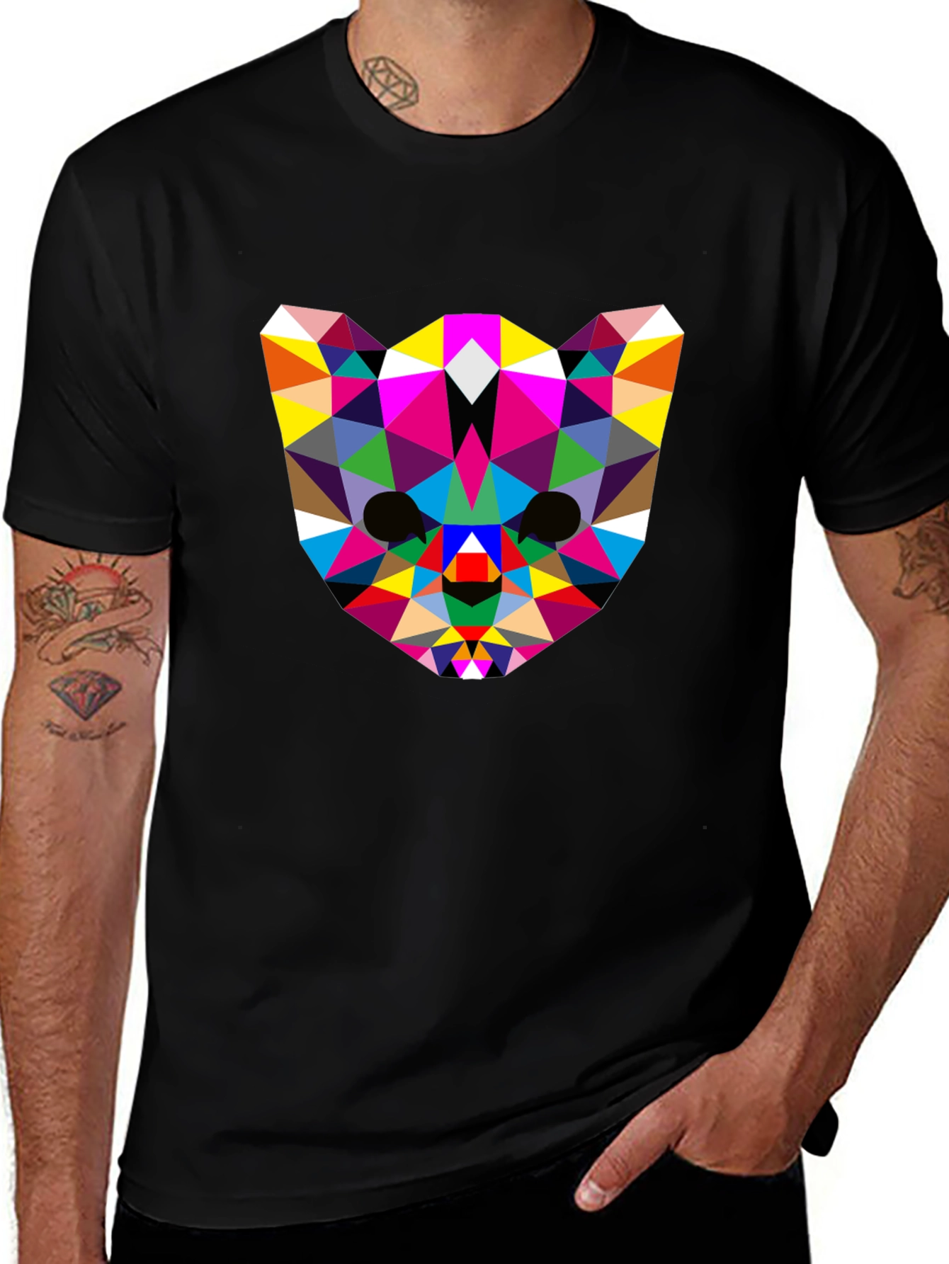 Geometric Animal Face Tee - Modern Art Design