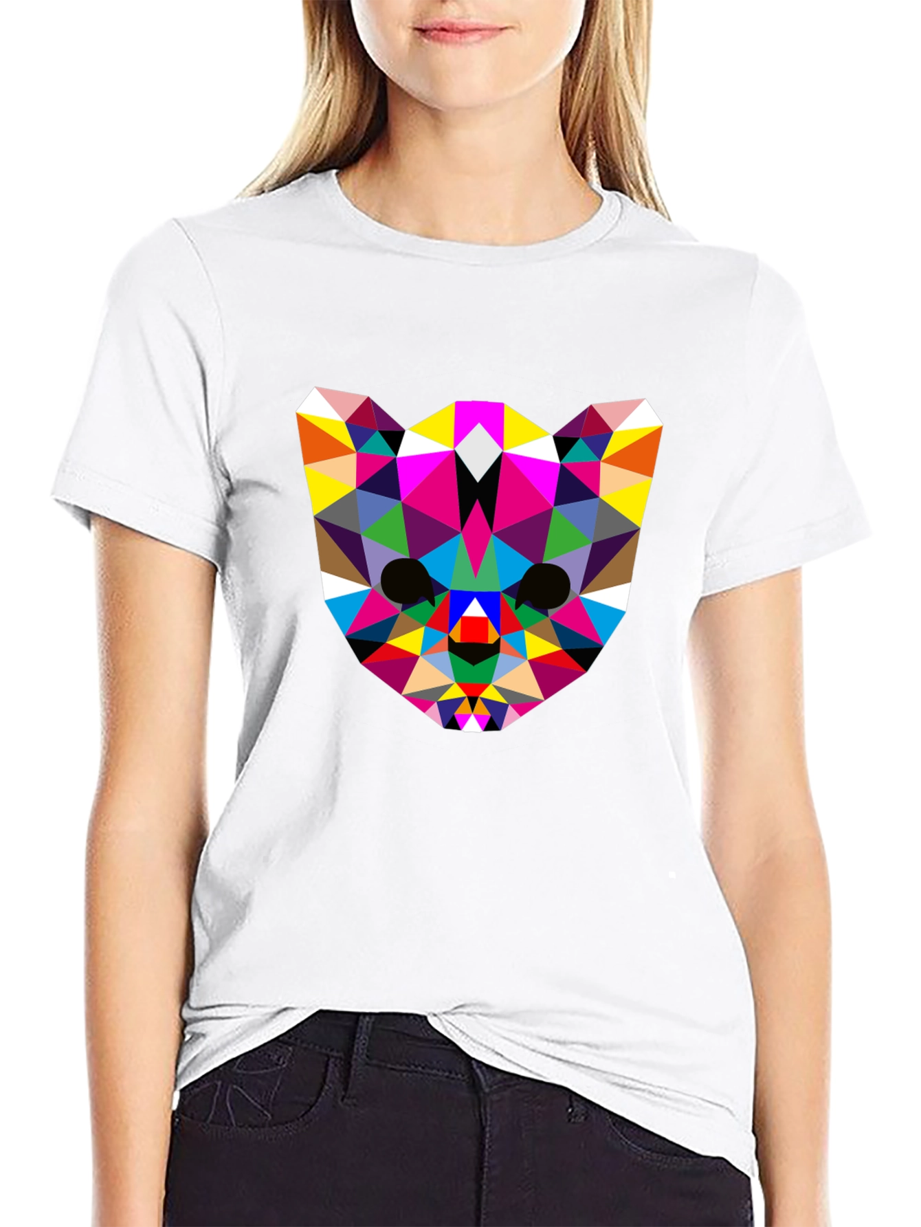 Geometric Animal Face Tee - Modern Art Design