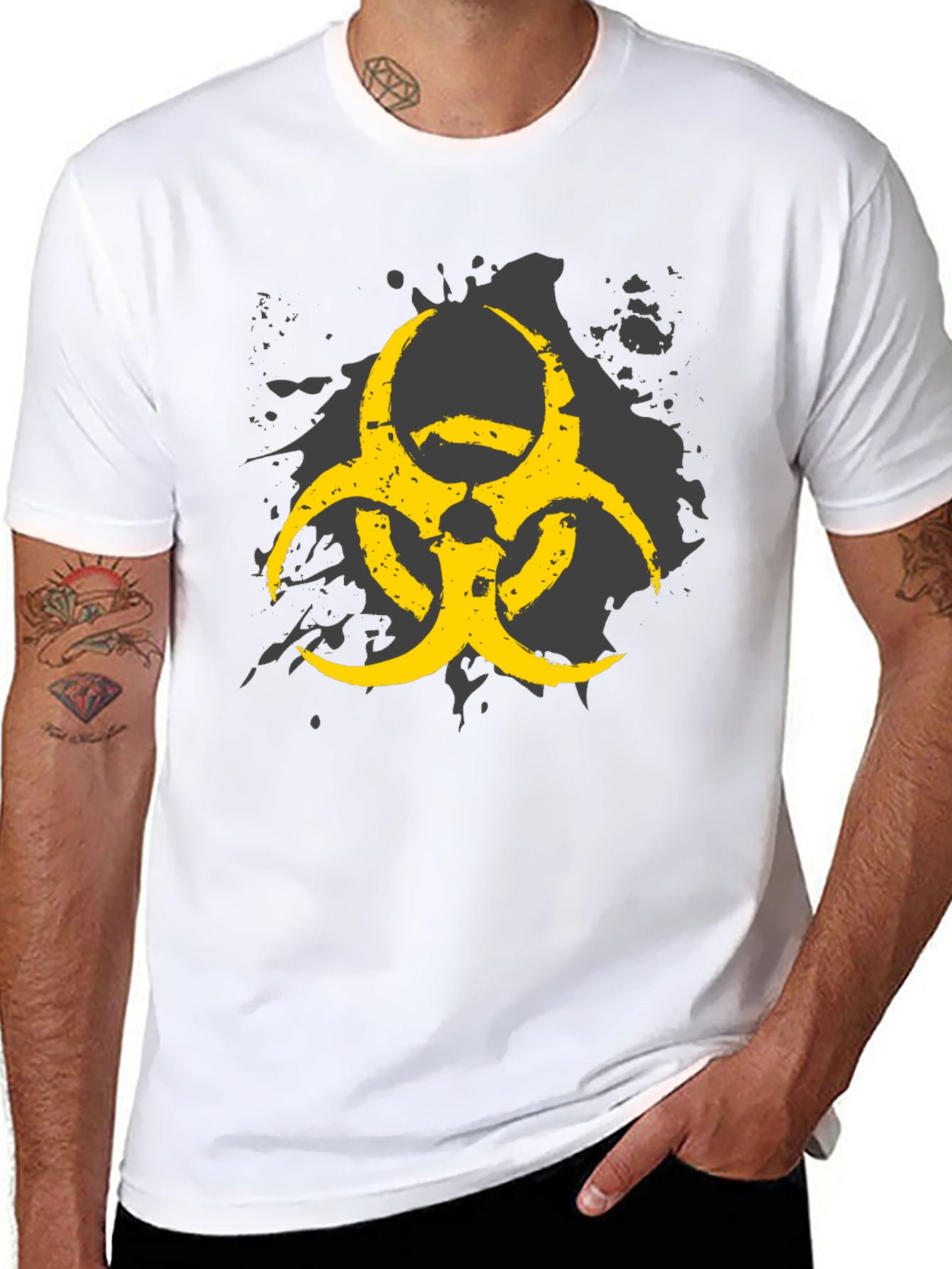 Biohazard Symbol Graphic Print Mens T-Shirt