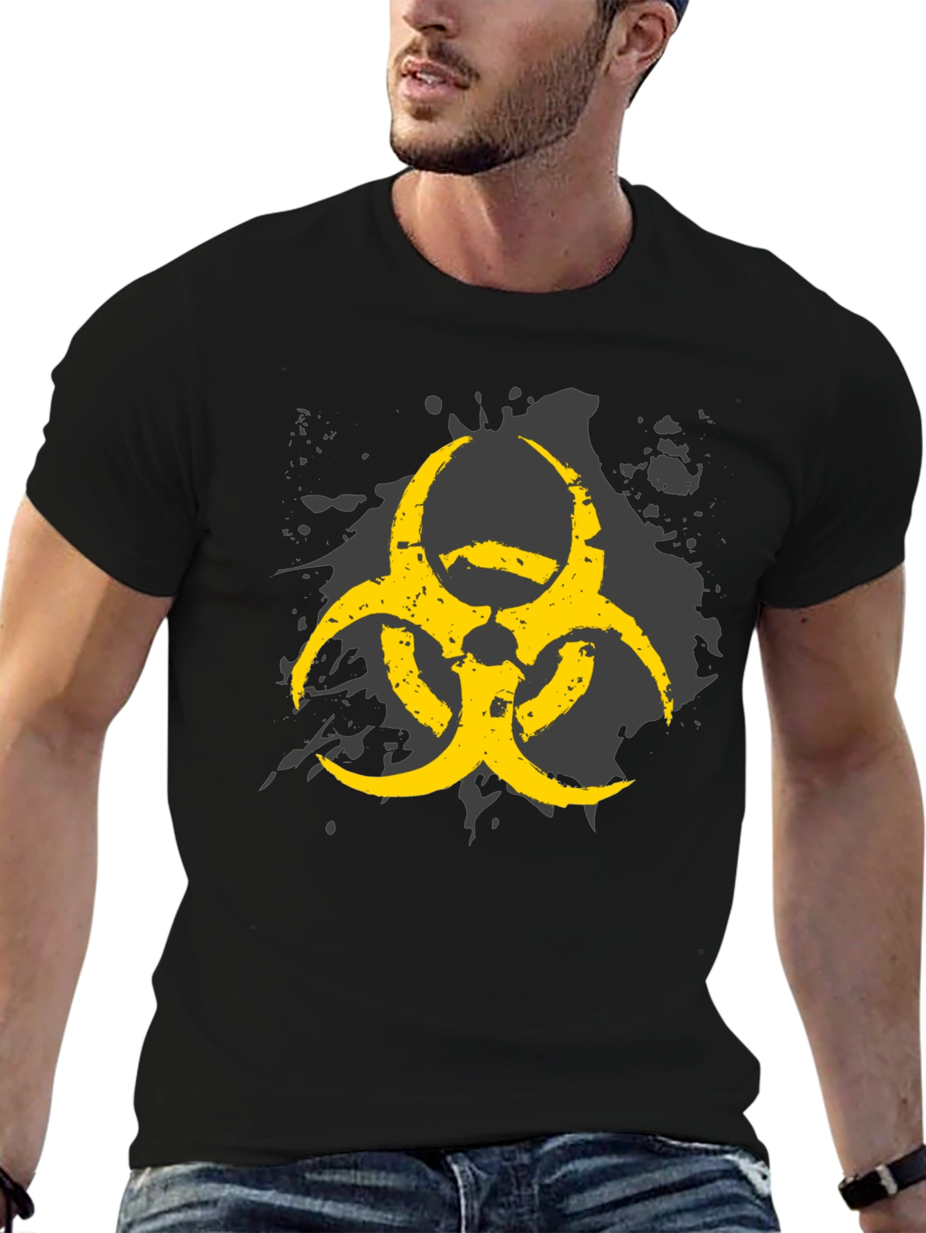 Biohazard Symbol Graphic Print Mens T-Shirt
