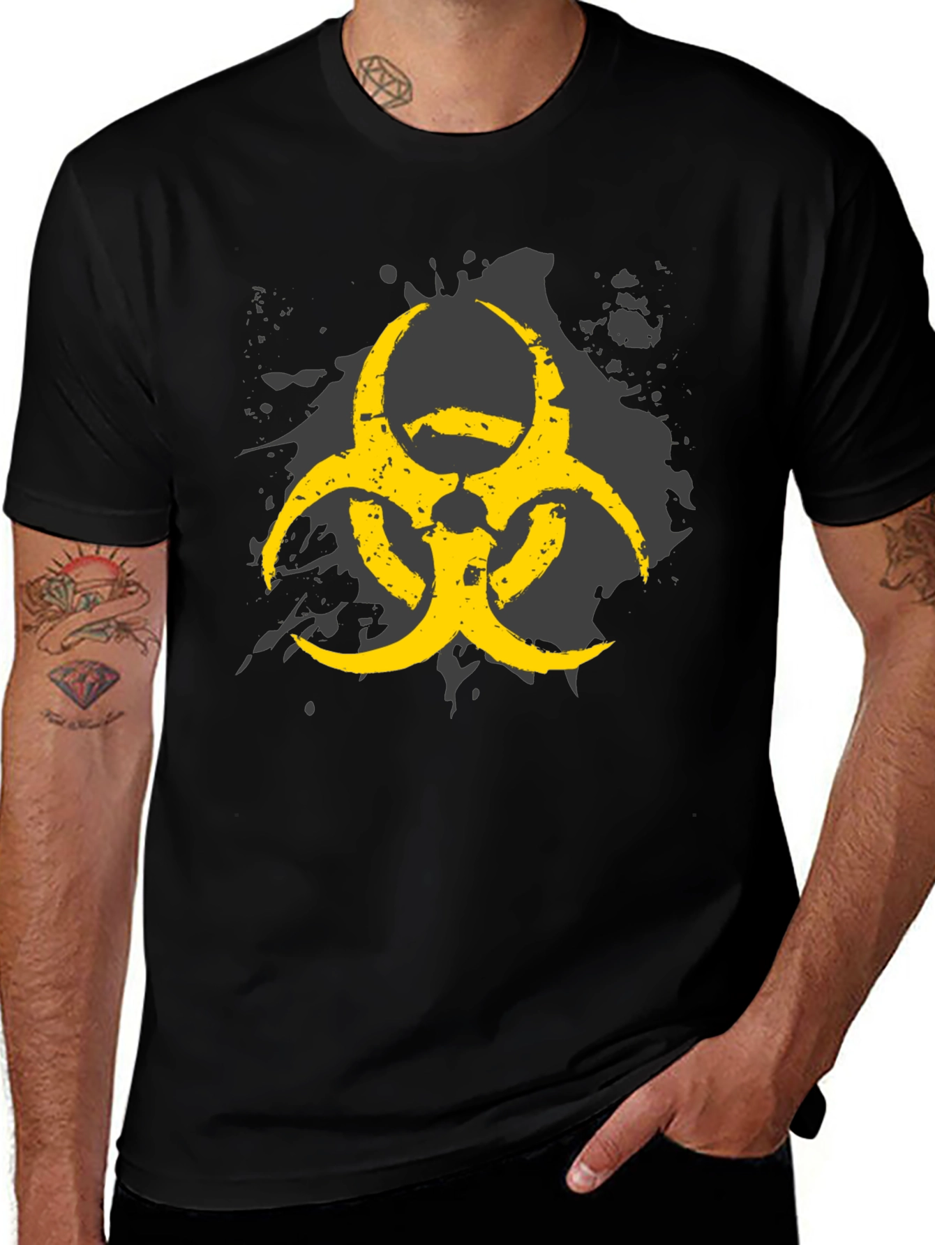 Biohazard Symbol Graphic Print Mens T-Shirt