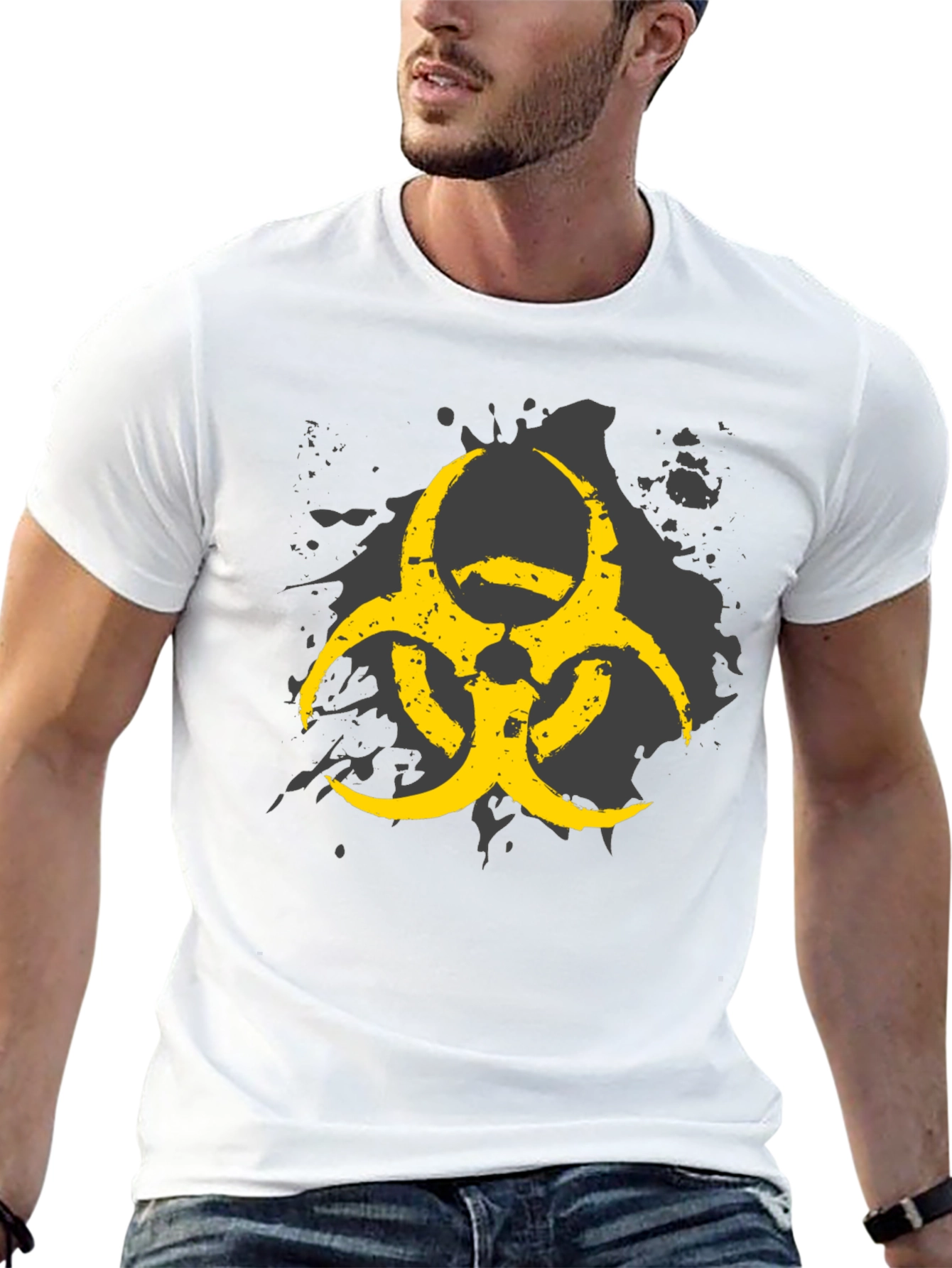 Biohazard Symbol Graphic Print Mens T-Shirt