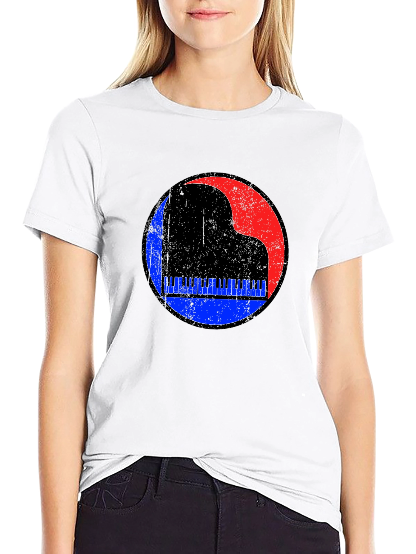Retro Piano Graphic Tee - Black