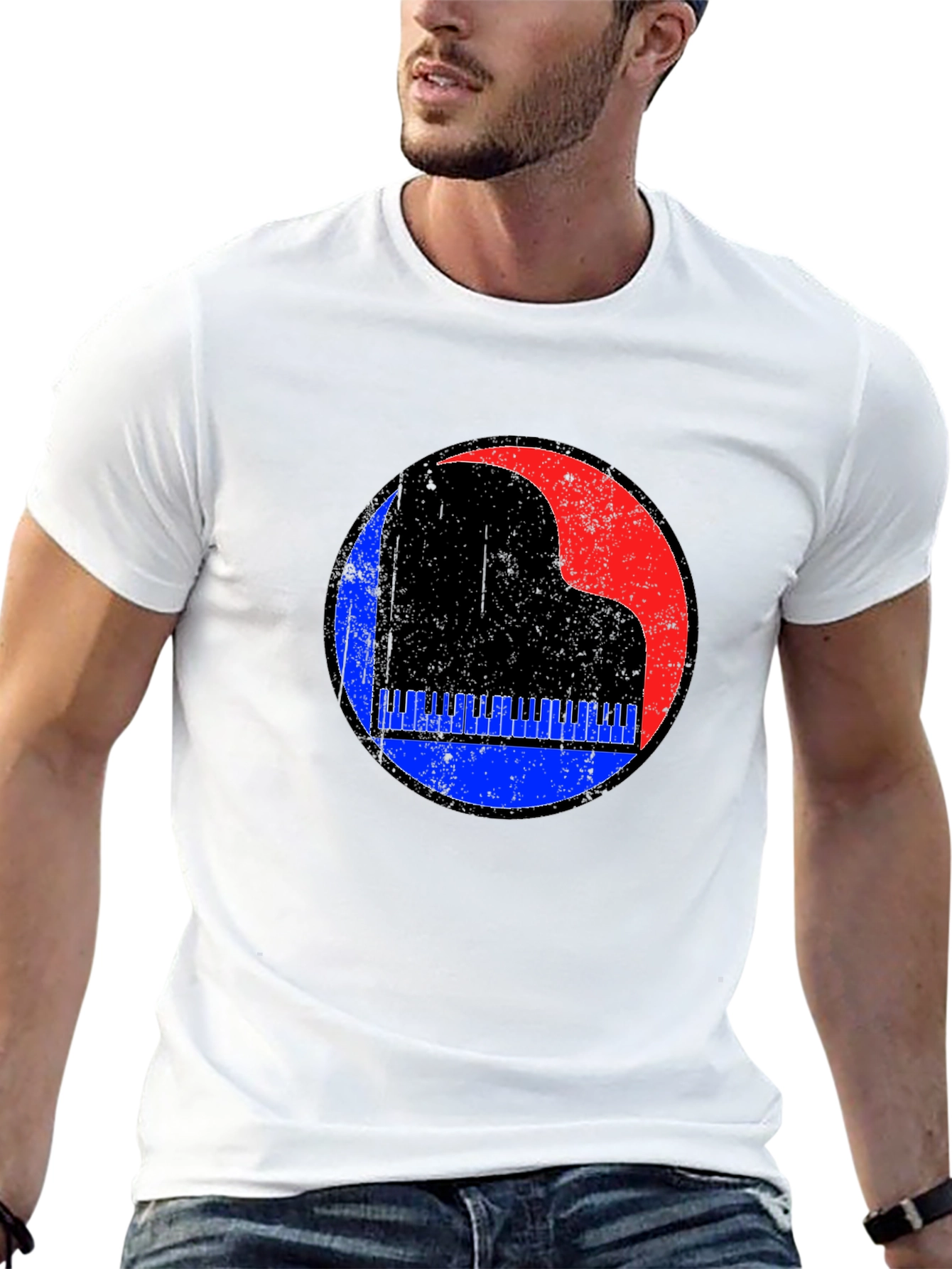 Retro Piano Graphic Tee - Black
