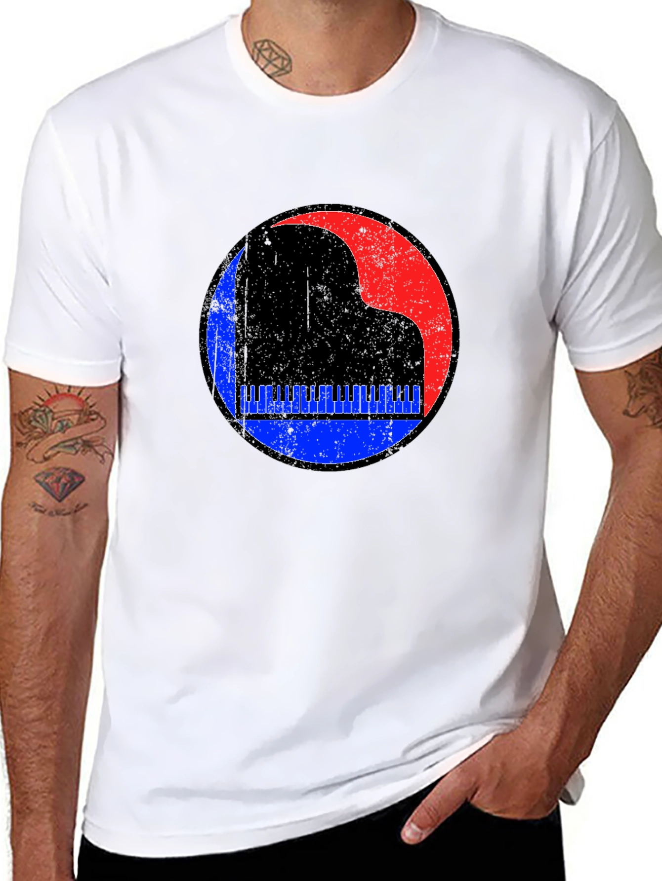 Retro Piano Graphic Tee - Black