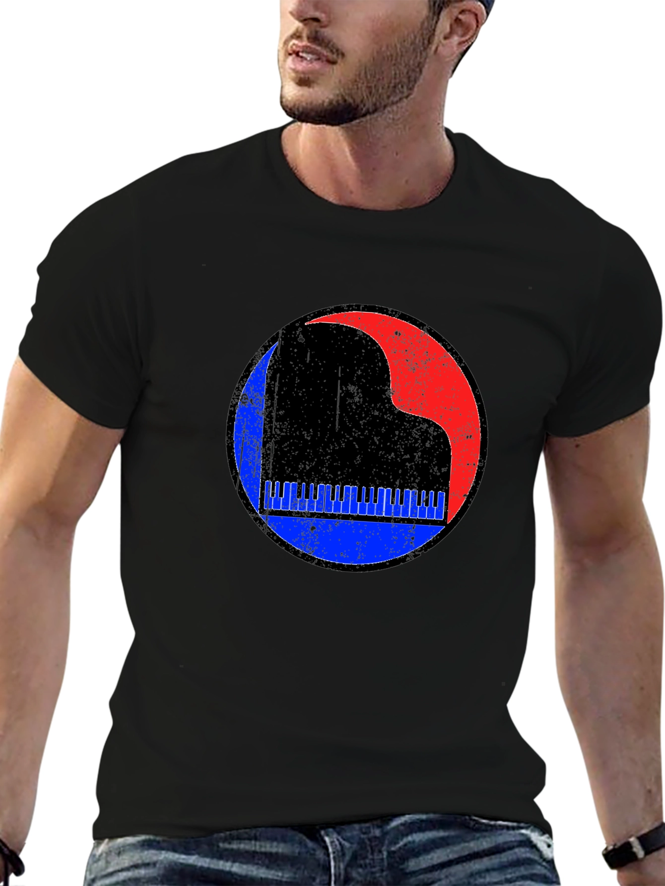 Retro Piano Graphic Tee - Black