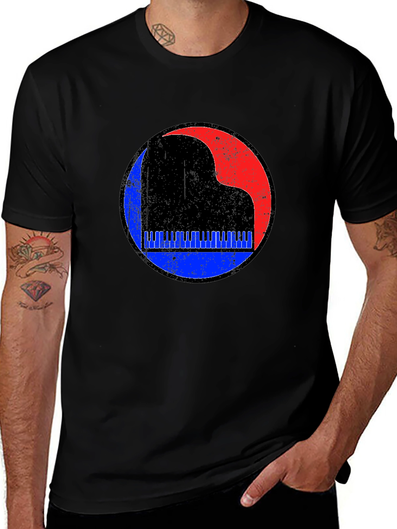 Retro Piano Graphic Tee - Black
