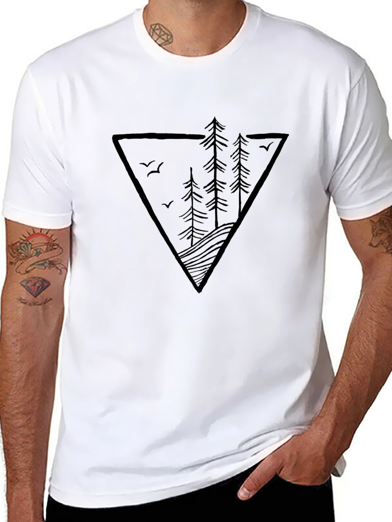 Nature Triangle Graphic Tee - Mens Black T-Shirt