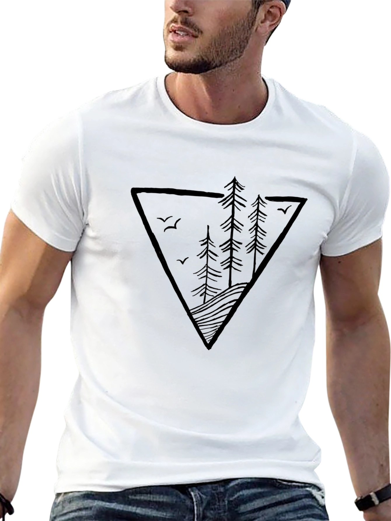 Nature Triangle Graphic Tee - Mens Black T-Shirt