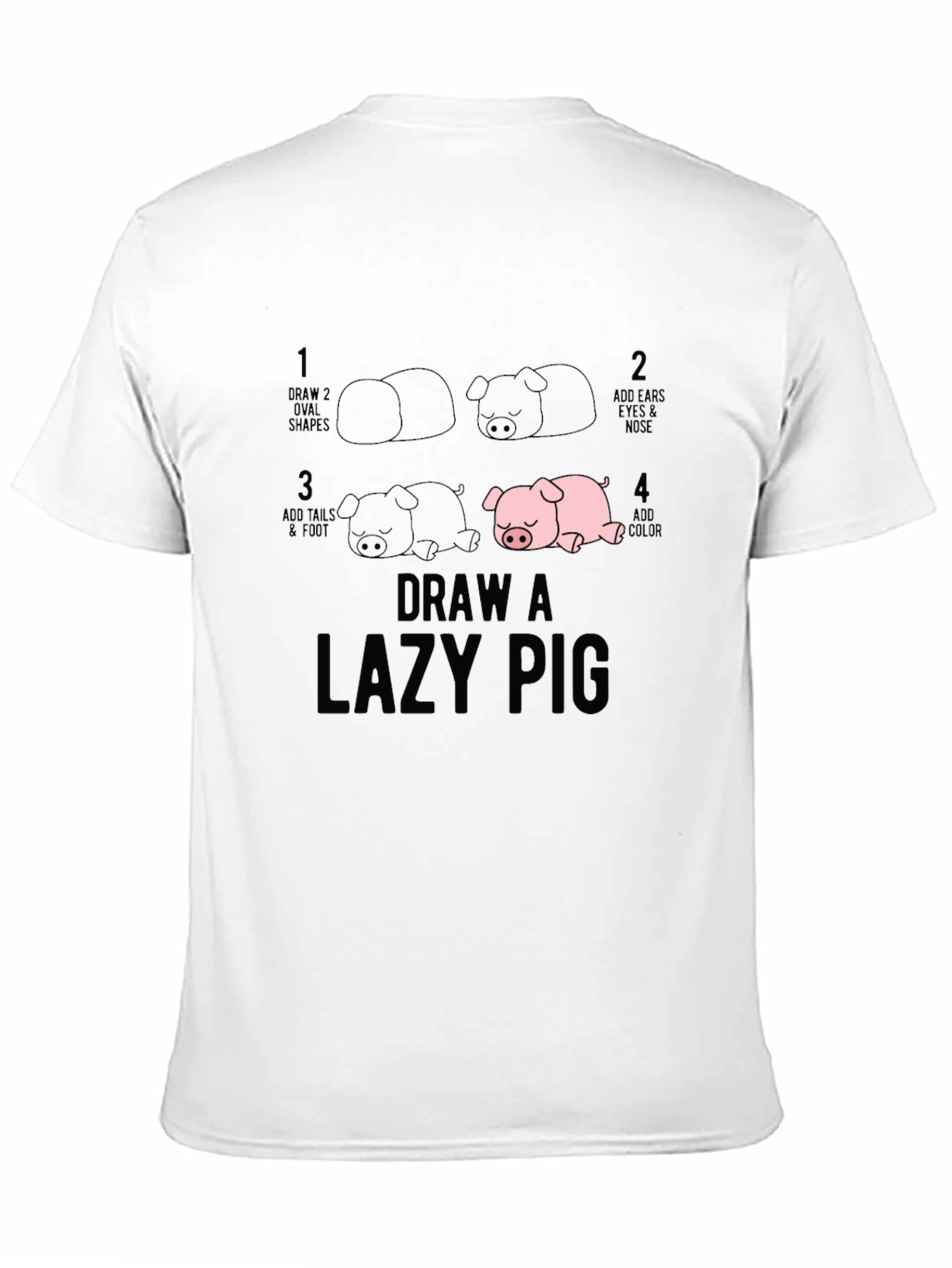 Draw a Lazy Pig T-Shirt - Black Cotton Tee
