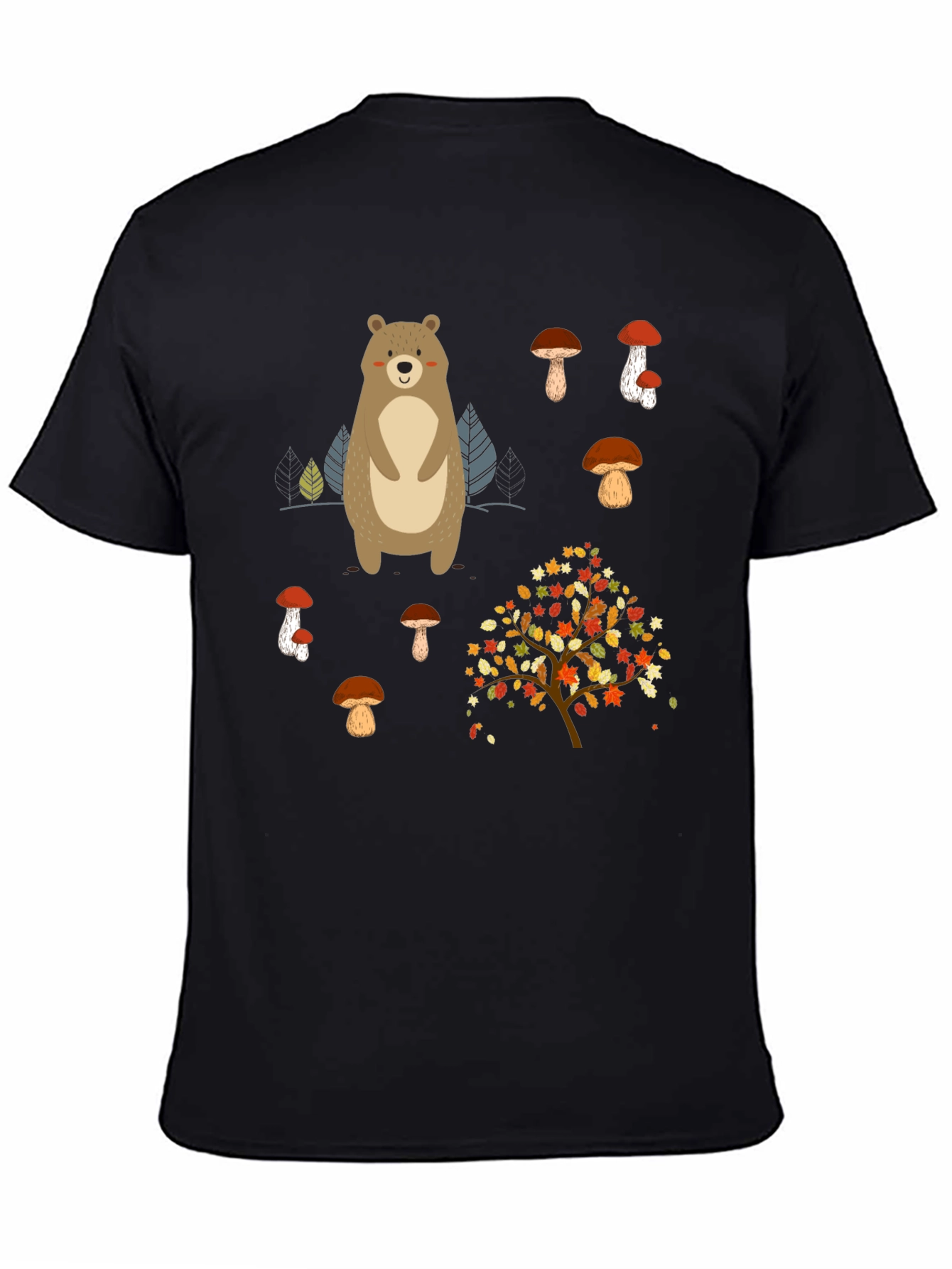Bear & Mushroom Graphic Tee - Nature Inspired Style