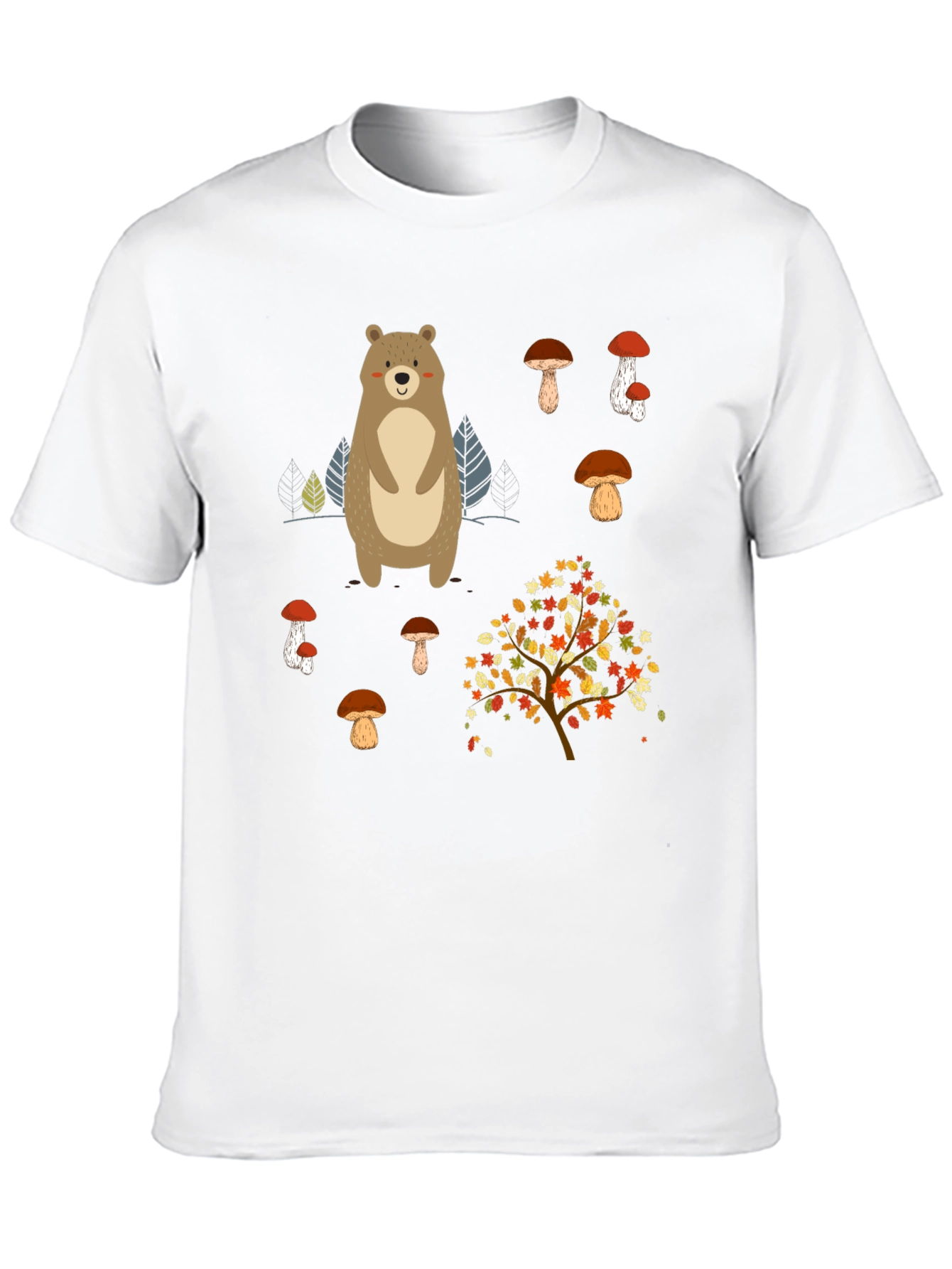 Bear & Mushroom Graphic Tee - Nature Inspired Style