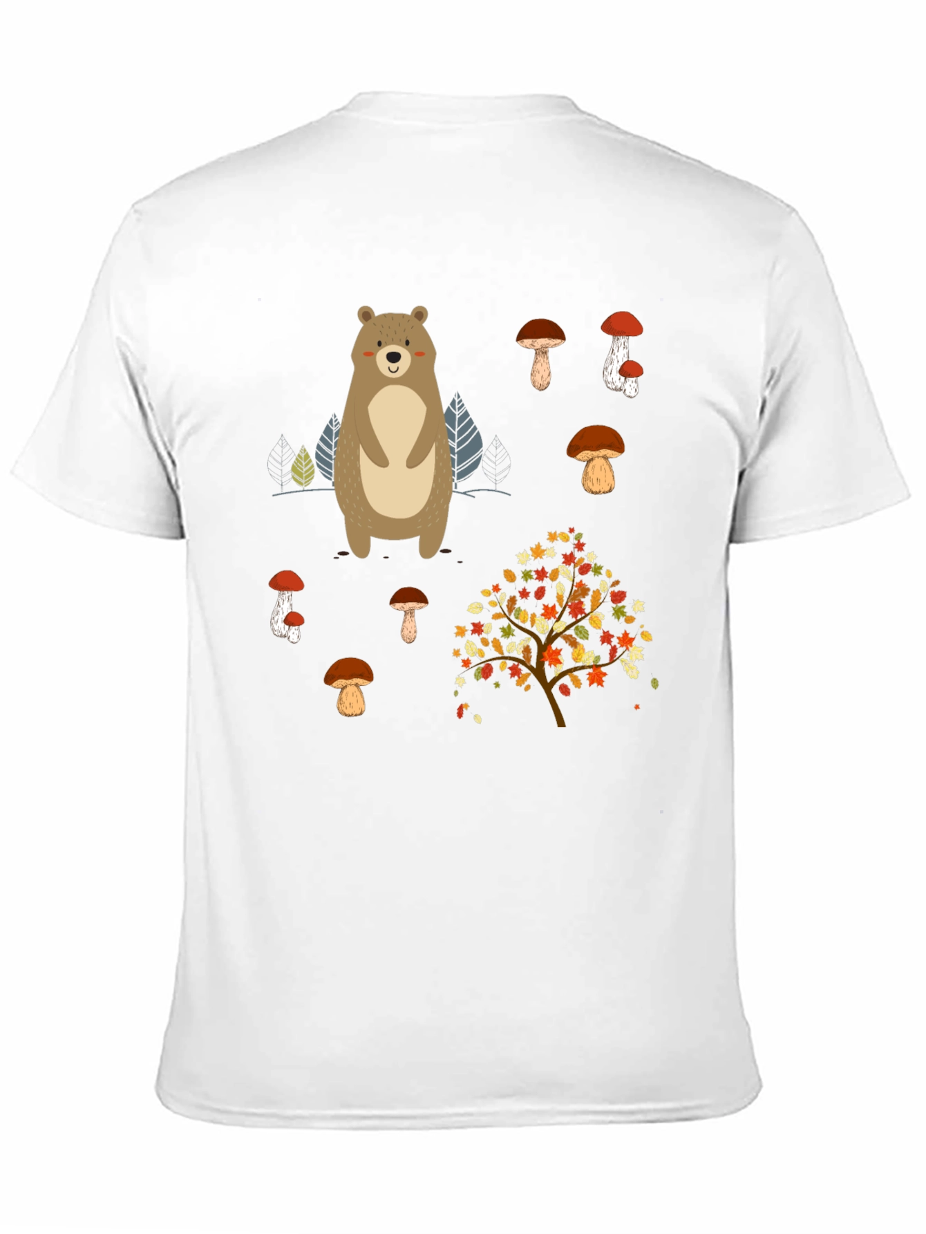 Bear & Mushroom Graphic Tee - Nature Inspired Style