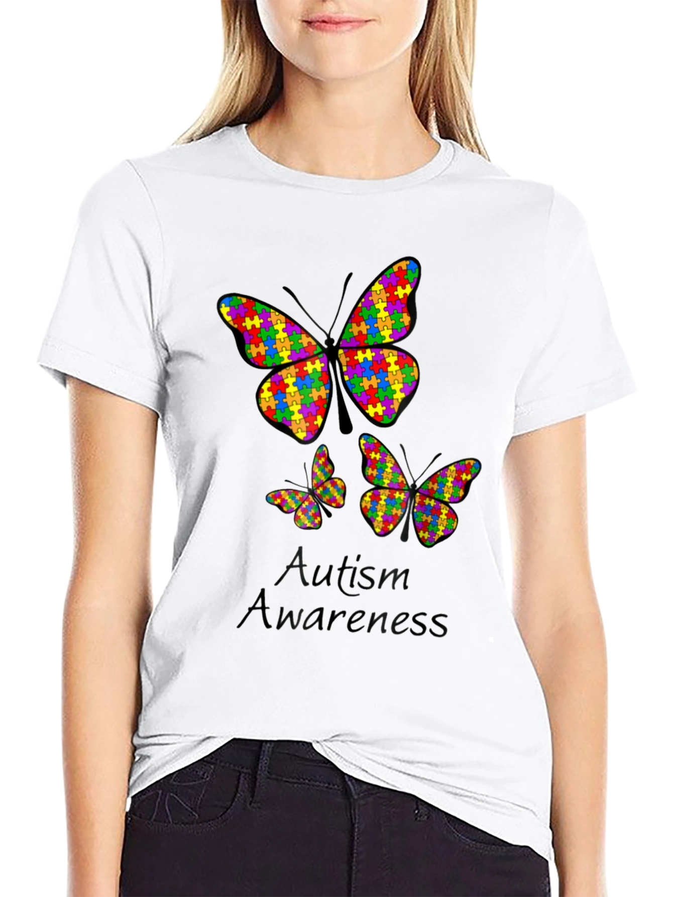 Autism Awareness Butterfly Puzzle Piece T-Shirt