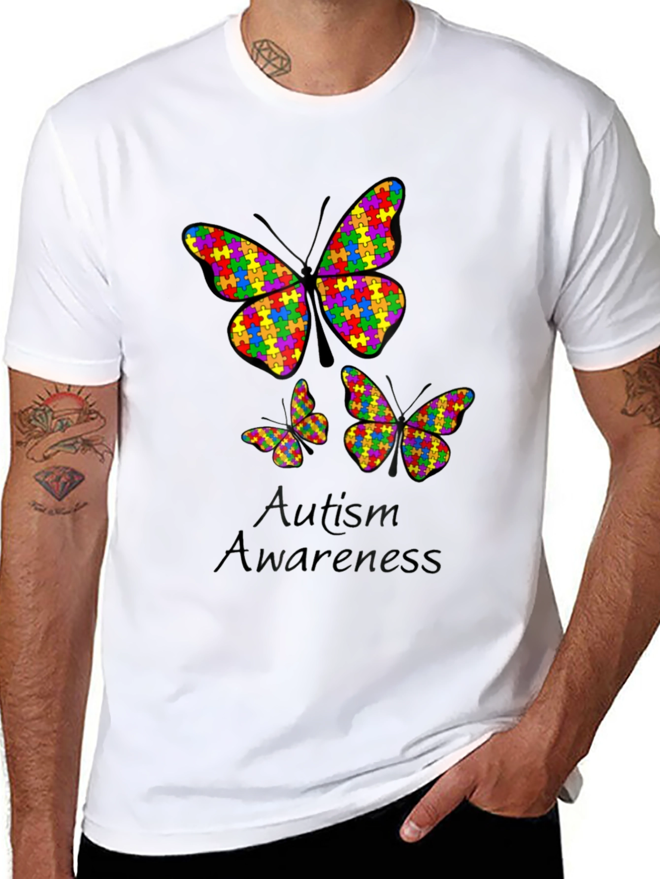 Autism Awareness Butterfly Puzzle Piece T-Shirt
