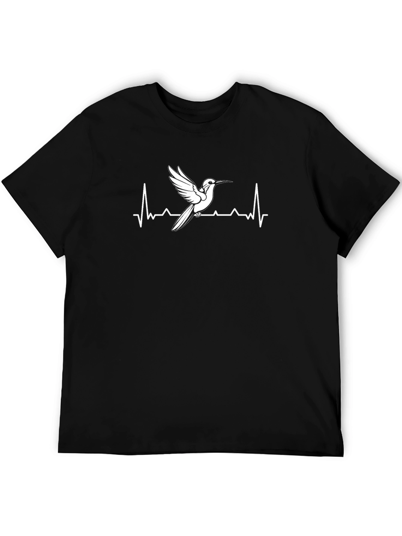 Hummingbird Heartbeat Graphic Tee - Black Cotton Blend