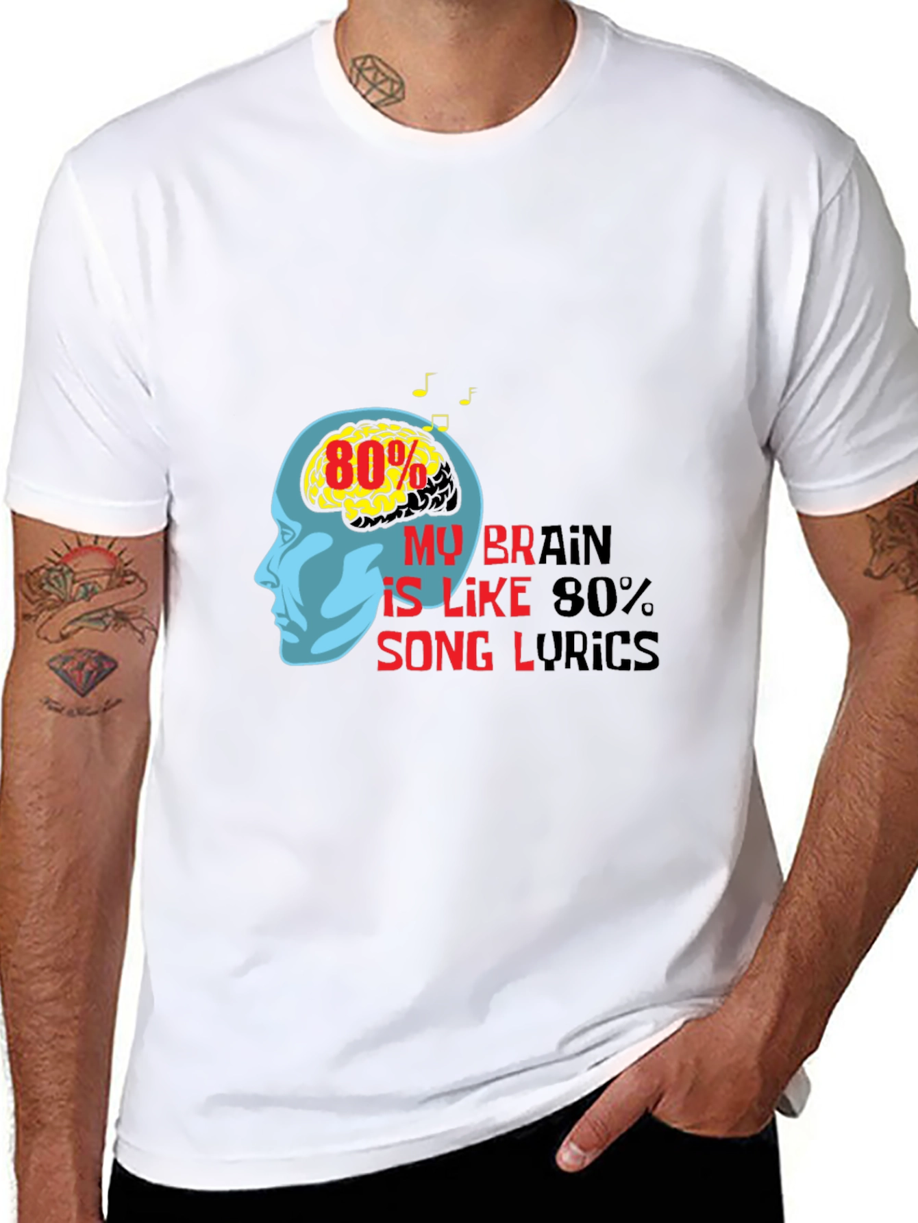 Brain Song Lyrics Graphic Tee - Music Lover T-Shirt