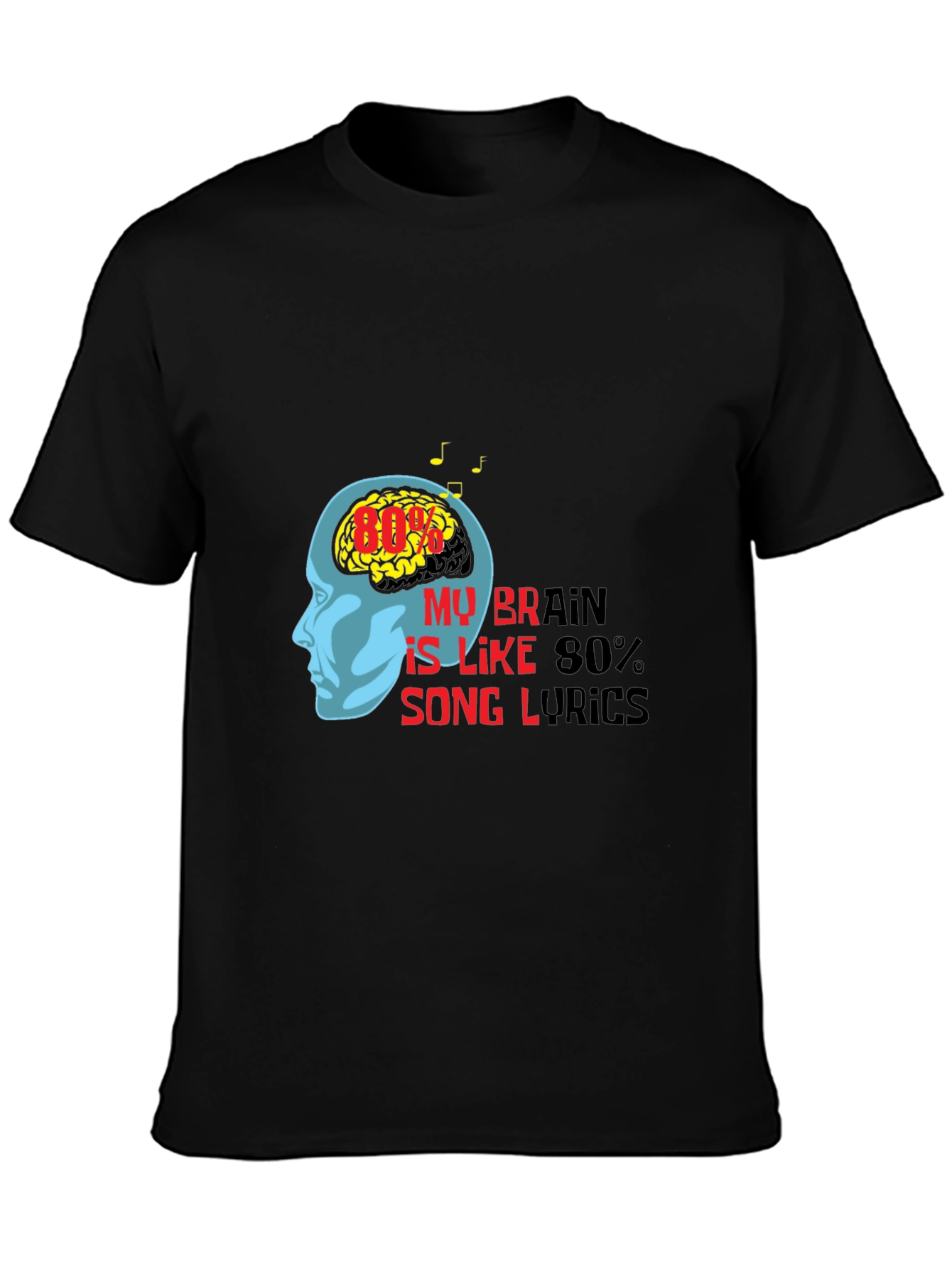 Brain Song Lyrics Graphic Tee - Music Lover T-Shirt