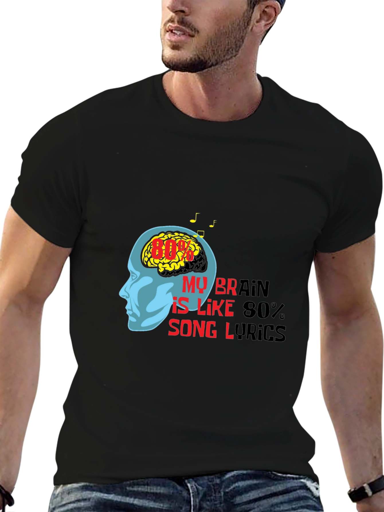 Brain Song Lyrics Graphic Tee - Music Lover T-Shirt