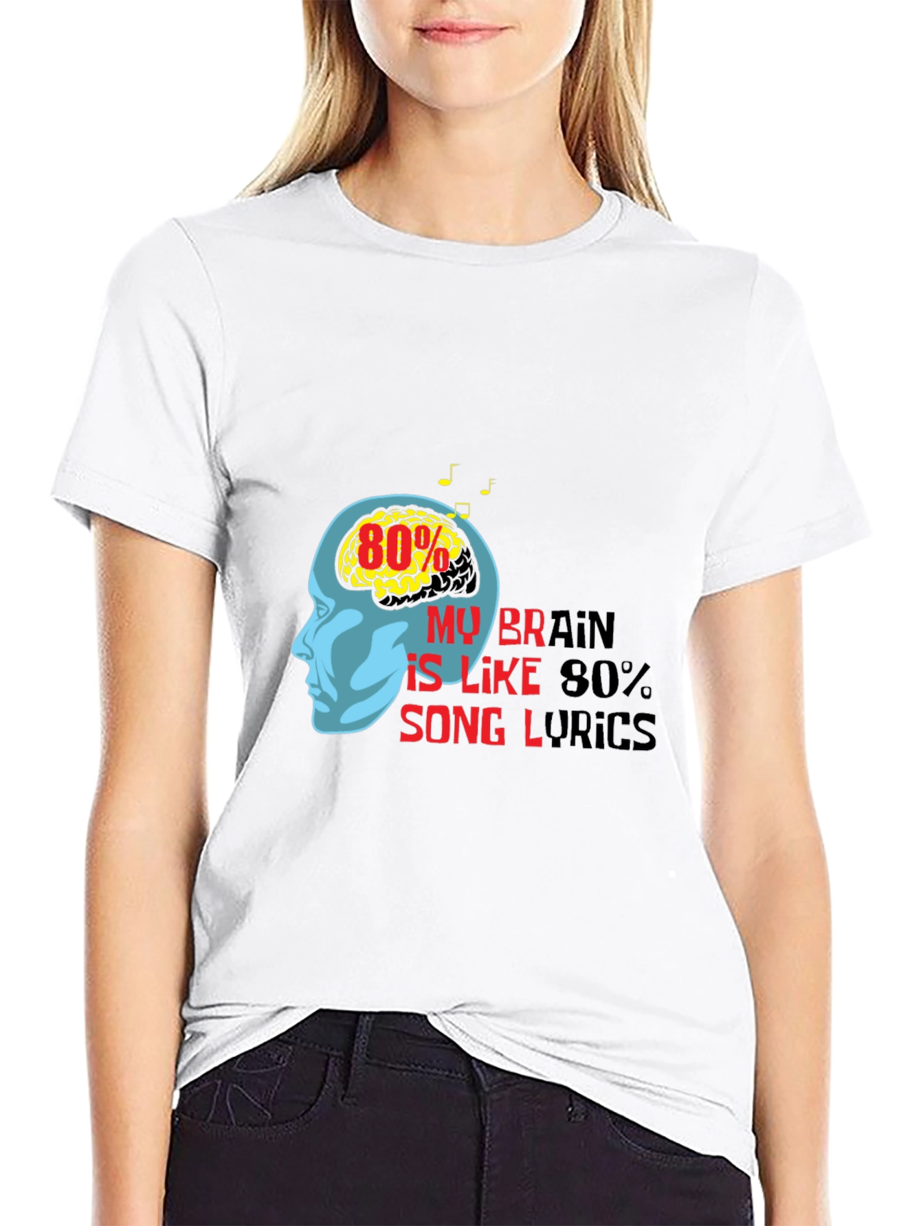 Brain Song Lyrics Graphic Tee - Music Lover T-Shirt
