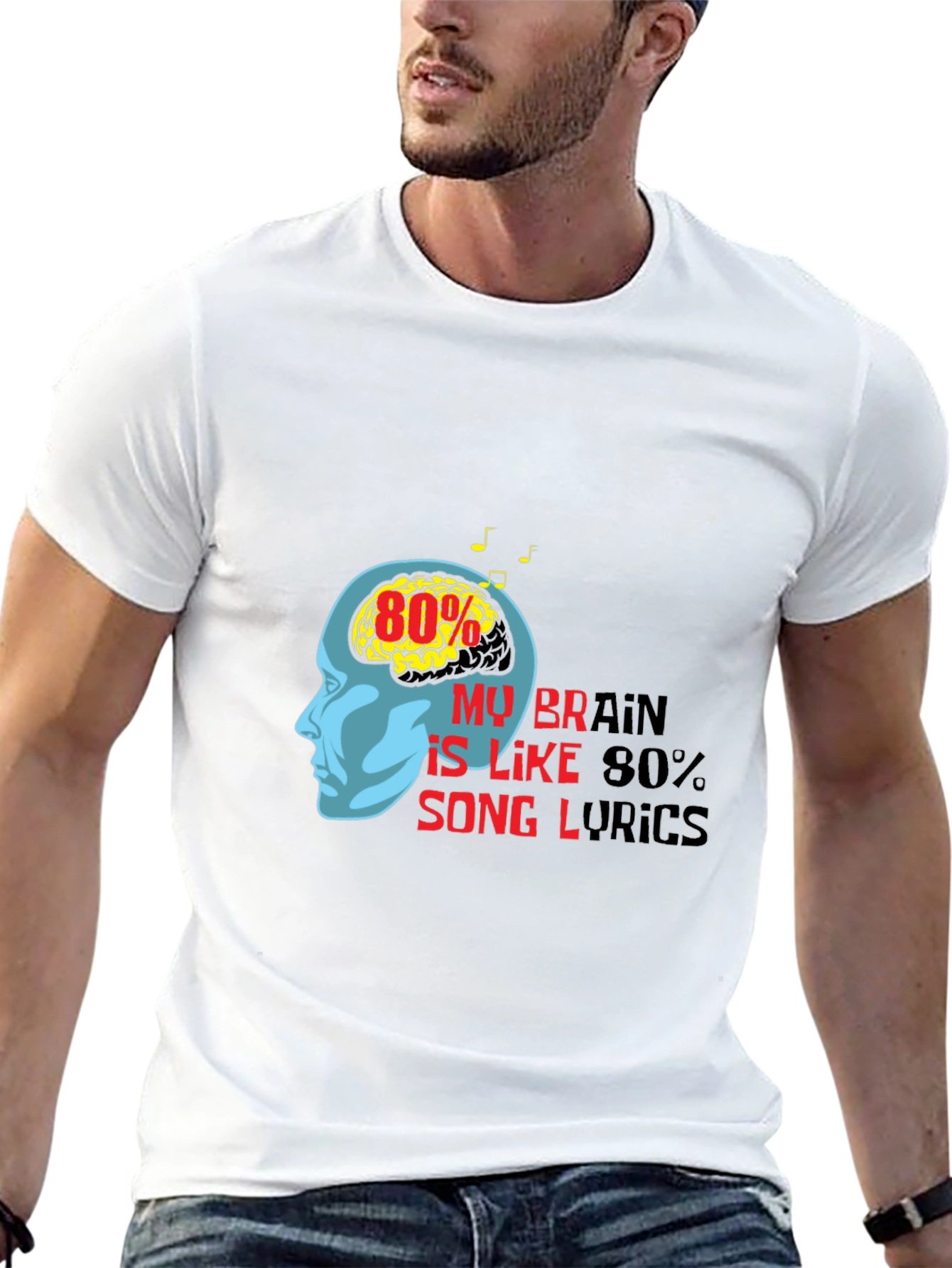 Brain Song Lyrics Graphic Tee - Music Lover T-Shirt