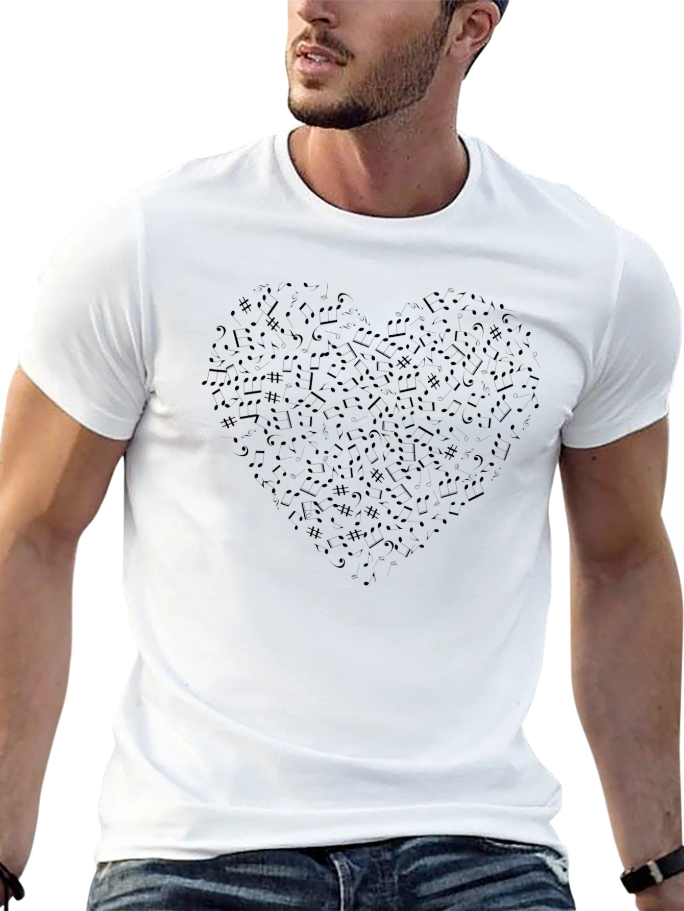 Music Notes Heart T-Shirt - Soft Cotton Tee