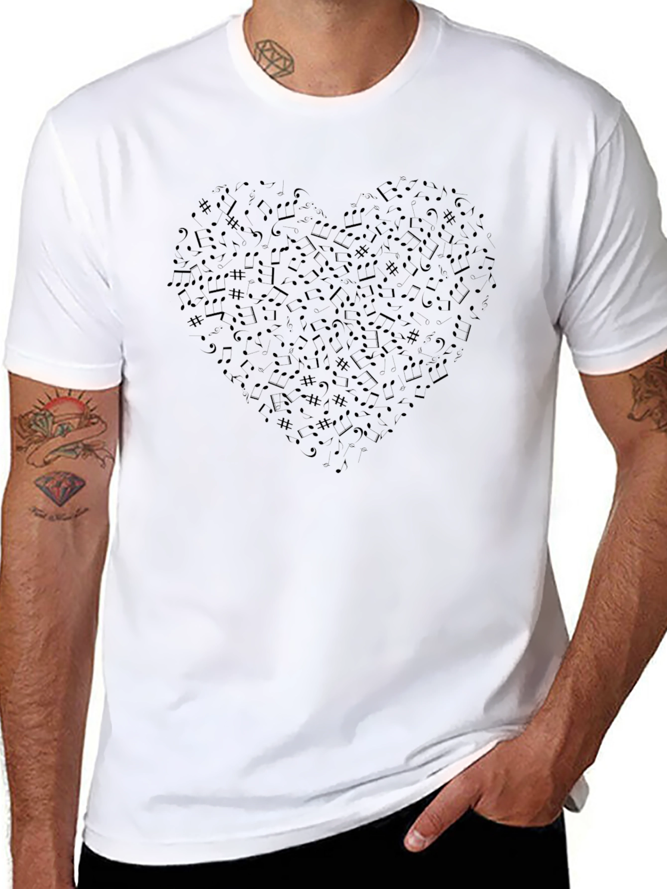Music Notes Heart T-Shirt - Soft Cotton Tee