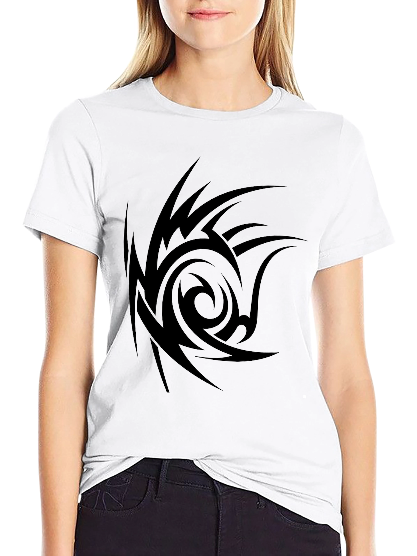 Tribal Swirl Graphic Black T-Shirt
