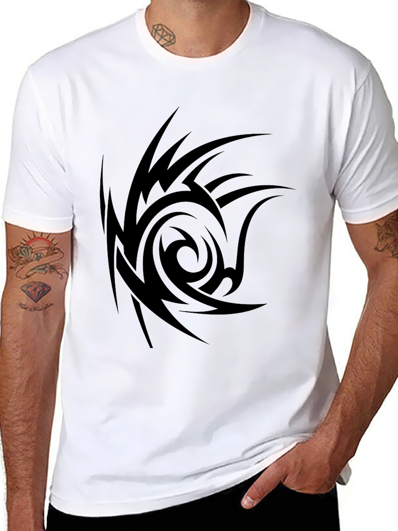 Tribal Swirl Graphic Black T-Shirt