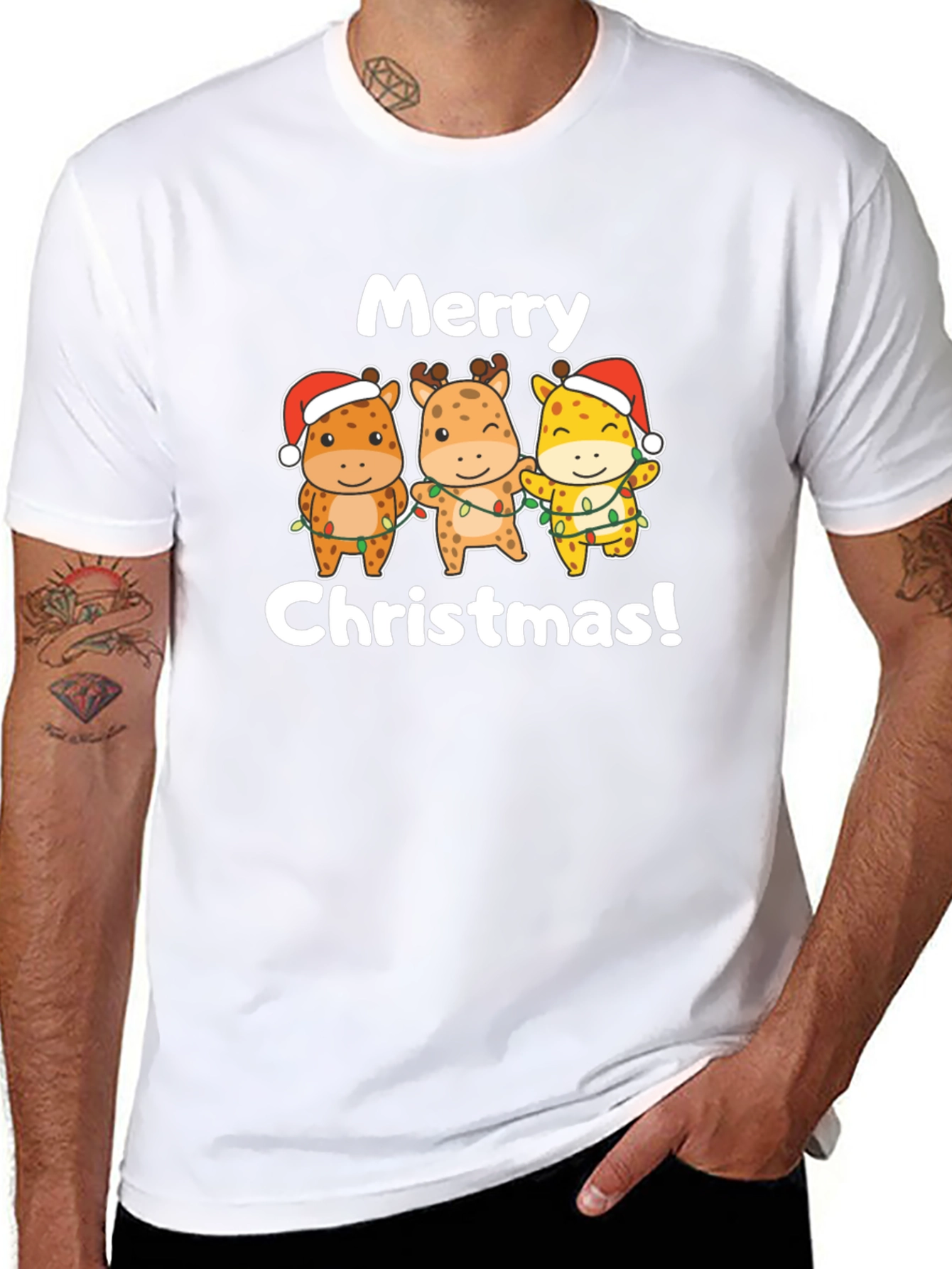 Merry Christmas Giraffe T-Shirt