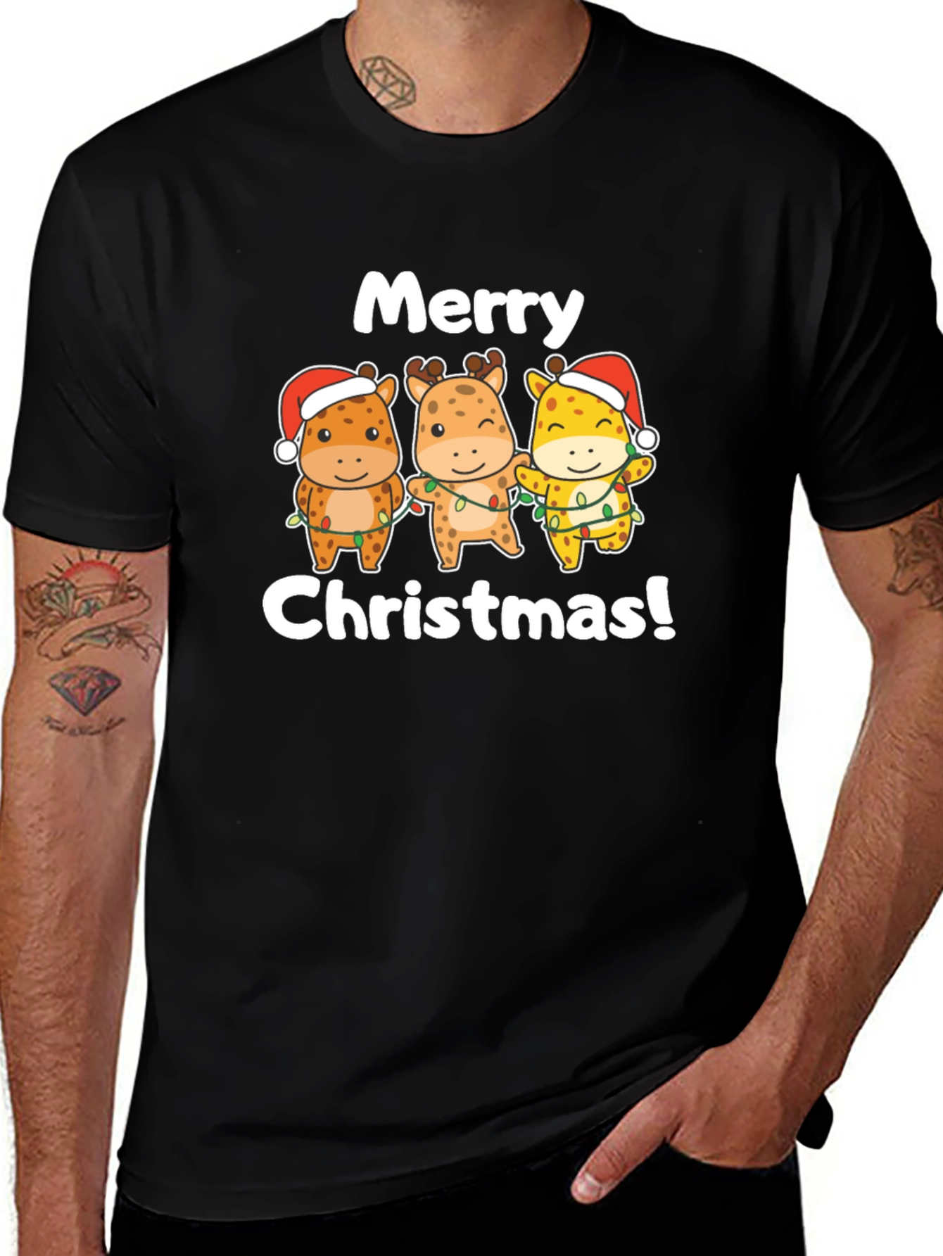 Merry Christmas Giraffe T-Shirt