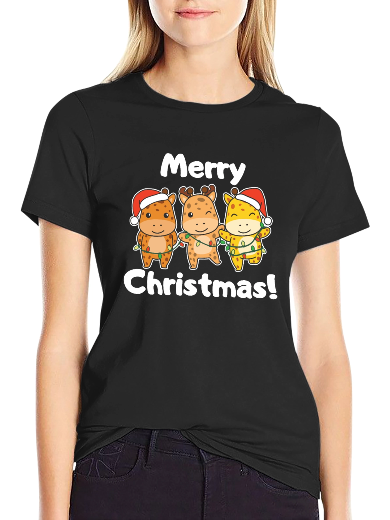 Merry Christmas Giraffe T-Shirt