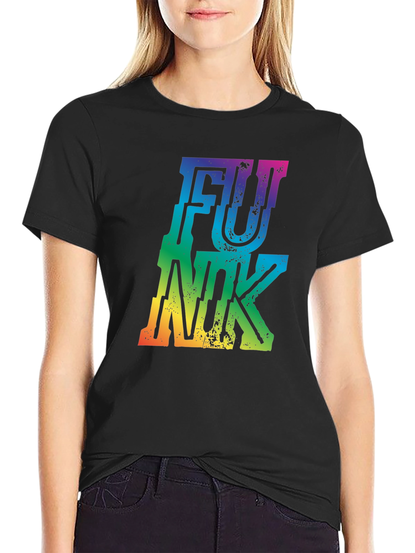 Retro FUNK Rainbow Graphic Black T-Shirt