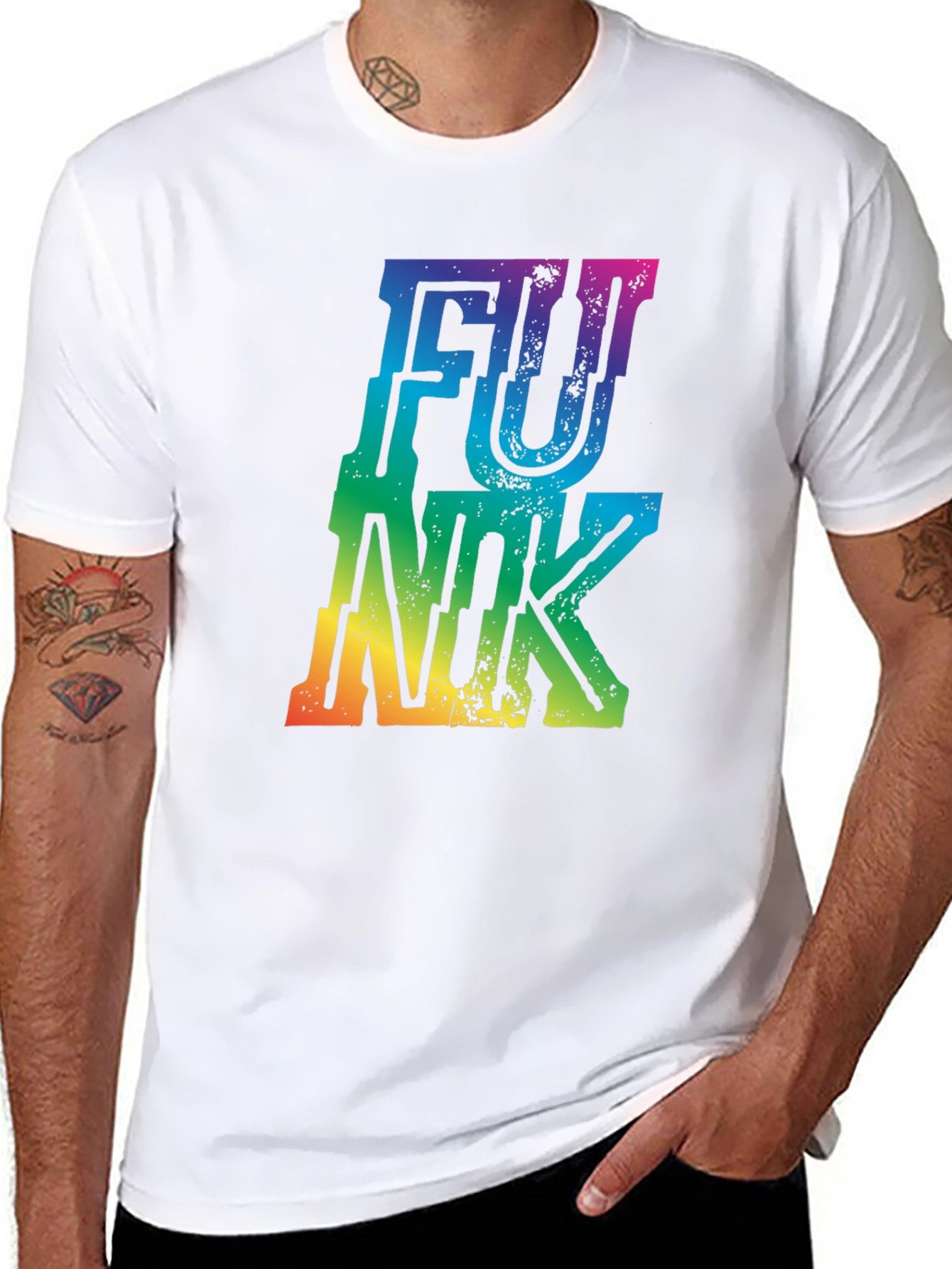 Retro FUNK Rainbow Graphic Black T-Shirt