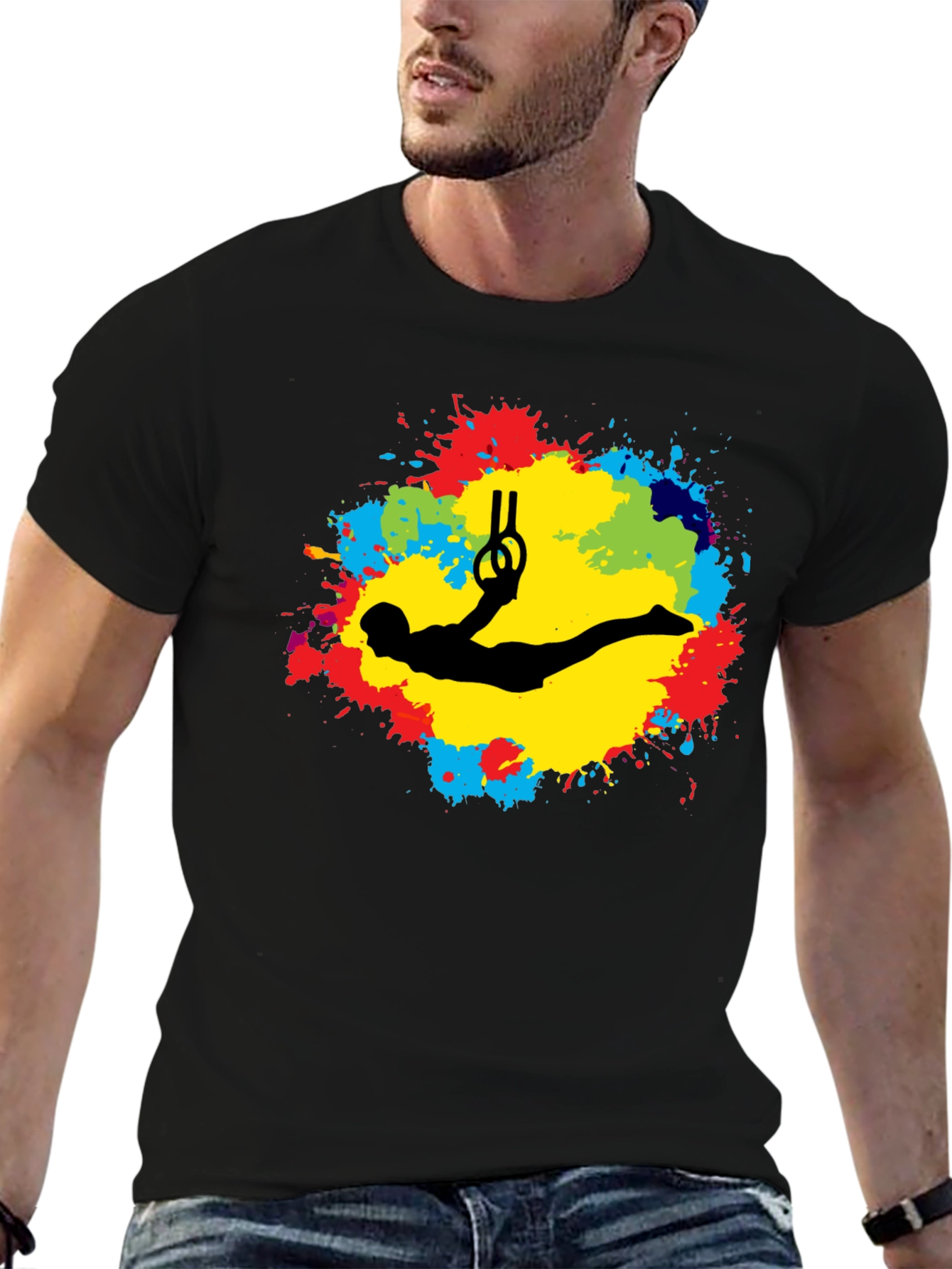Gymnast Rings Black T-Shirt - Artistic Design