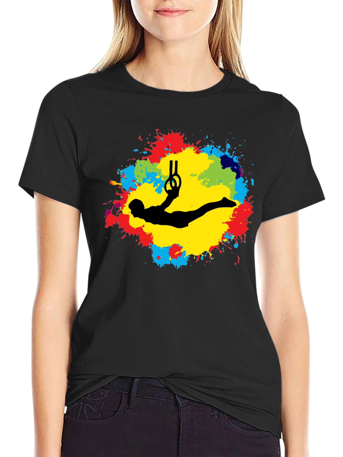 Gymnast Rings Black T-Shirt - Artistic Design