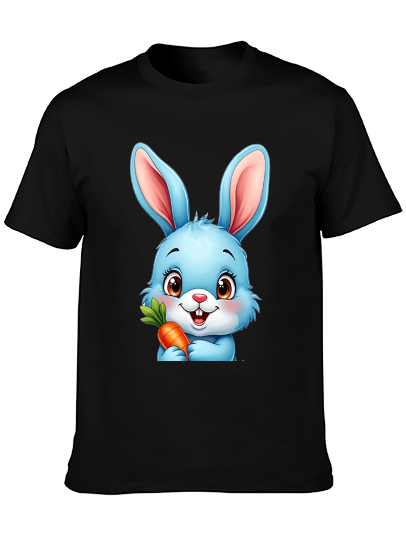 Cute Cartoon Bunny T-Shirt - Black